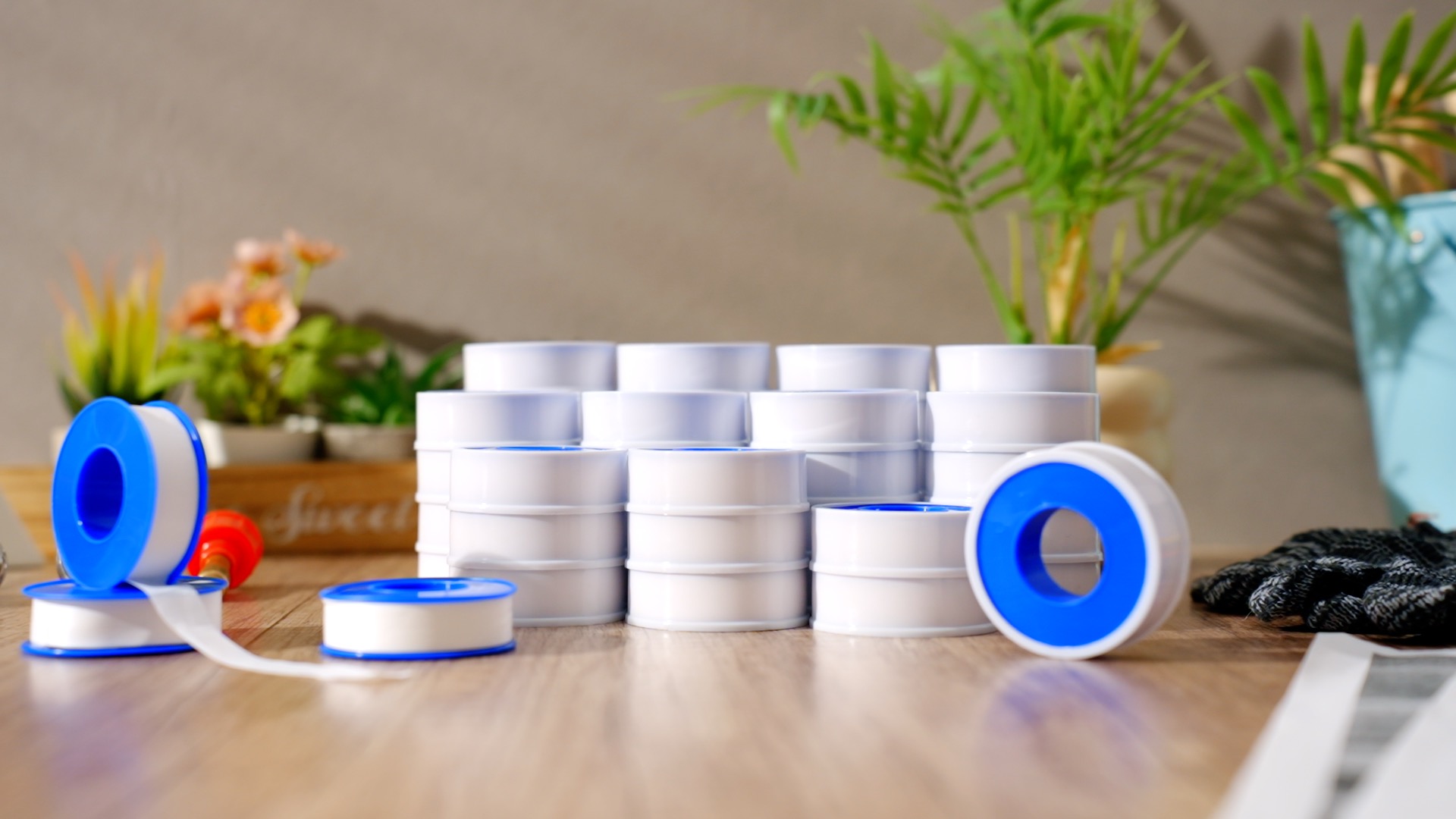 Image of Pushglossy 50 Rolls PTFE Tape 1 /2 x 520 Inches Plumbers Waterproof Sealant Plumbing Tape for Shower Head Repairing Water Pipe Sealing (White)