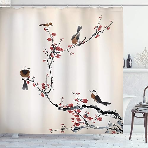 Cortinas decorativas para regadera con impresión naturalista de hojas caídas en un parque otoñal sobre tela de poliéster, de Ambesonne (multicolor)