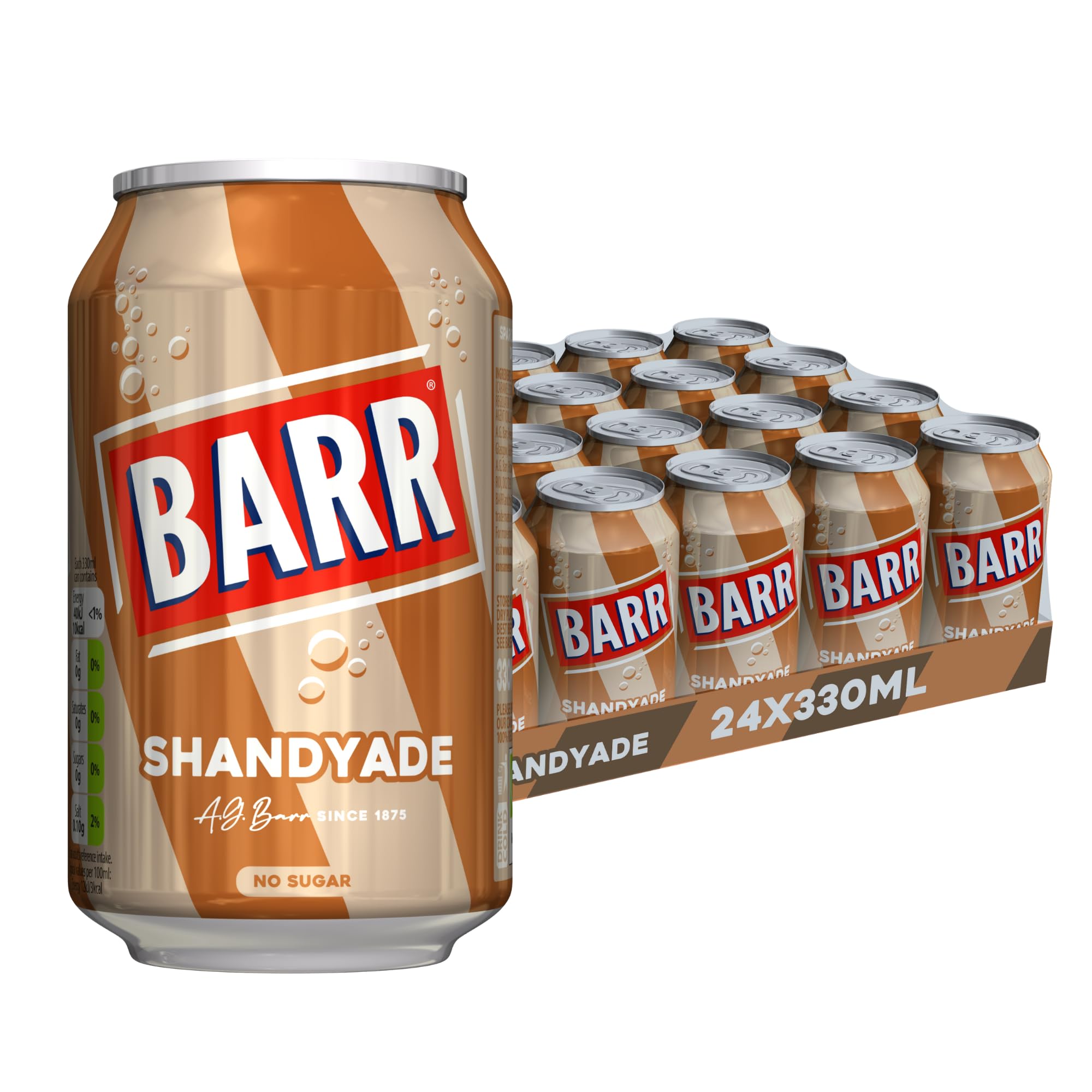 Barr Shandyade Sugar Free Non-Alcoholic Shandy Drink 24 x 330ml Cans Fizzy Pop