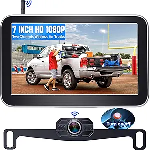 DoHonest Wireless Backup Camera for Trucks Car Pickup Camper Van with 7 Inch Monitor System, HD 1080P Bluetooth Backup Camera 2.4G Stable Digital Signals, Support Add Second RV Rear View Camera-V29