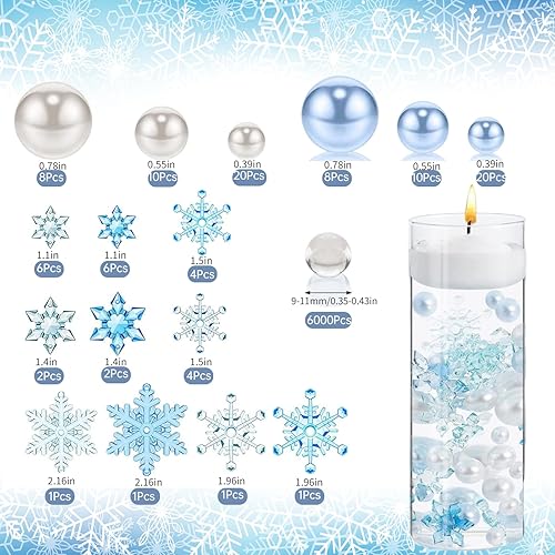 Miniatura 2 de Relleno de jarrón de Navidad, 6106 cuentas flotantes y perlas de agua de caramelo para relleno de jarrón, centro de mesa de perlas para decoración