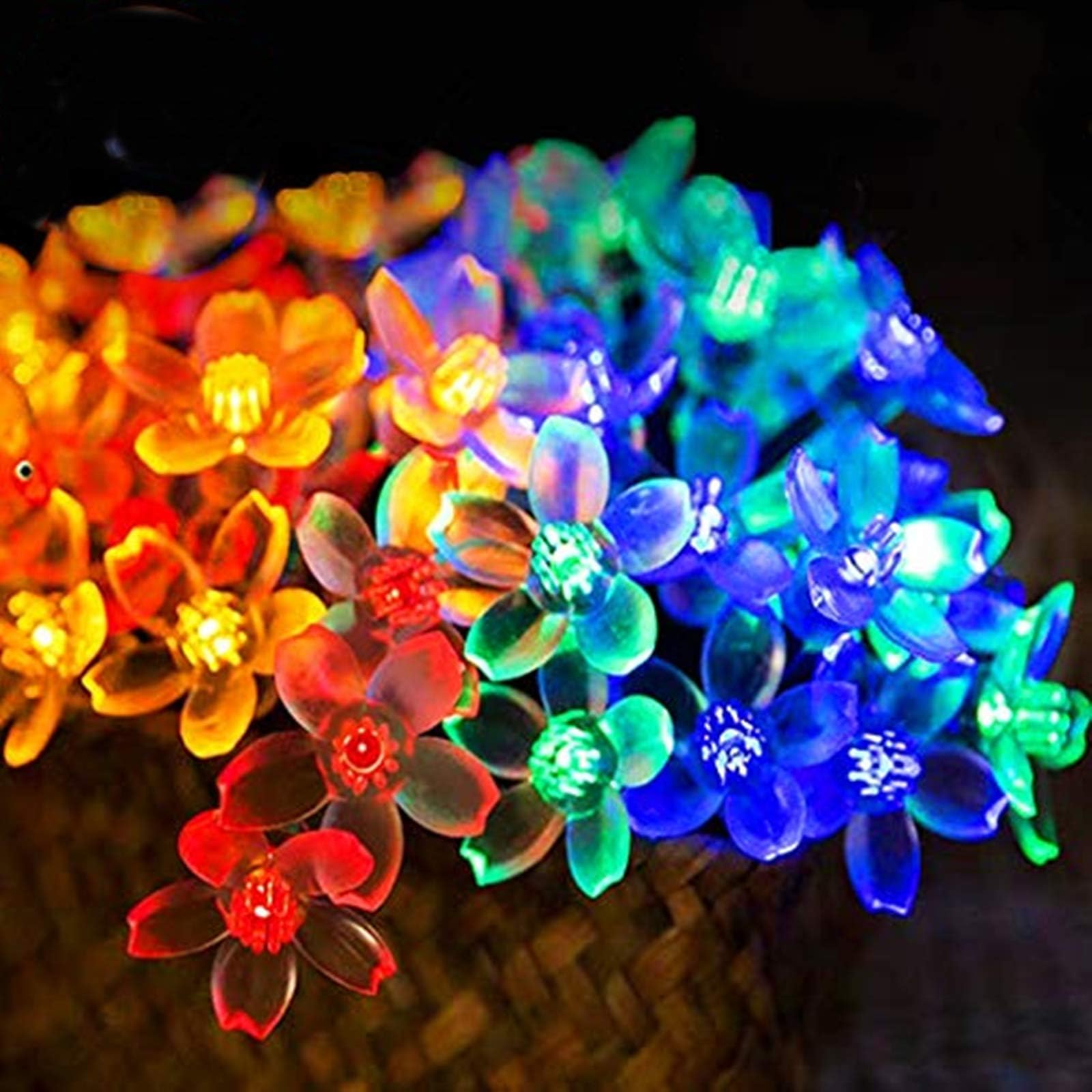Chipark Solar String Lights Garden, 30 LED Blossom Solar Powered Fairy Lights 15.74ft 8 Modes Waterproof Outdoor Flower String Lights Twinkle Fairy Lights for Patio Yard Wedding Party (Multicolour)