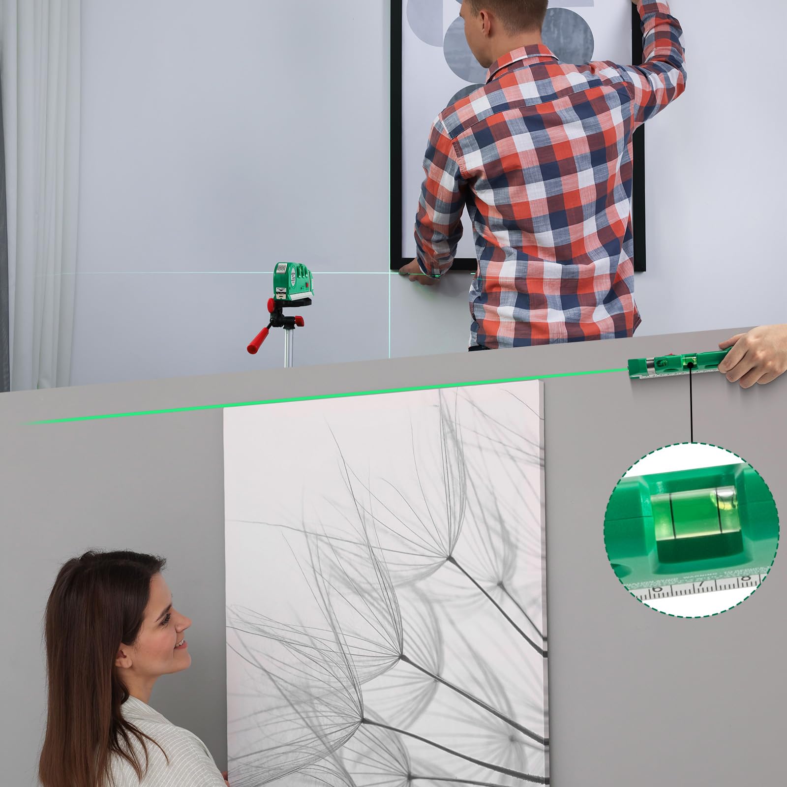 Level Tool Laser Level Leveler tool Cross Line Vertical and Horizontal Line with USB Rechargeable for Picture Hanging cabinets Tile Walls by AikTryee. view 4