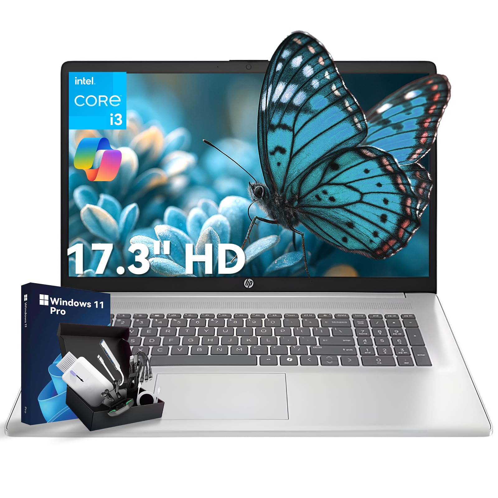 17.3 Laptop Computer for Student & Business, AI Boost, Intel 8-Core Processor, WiFi 6, Bluetooth 5.3, HDMI, Type-C, Windows 11 Pro(8GB | 512GB SSD)