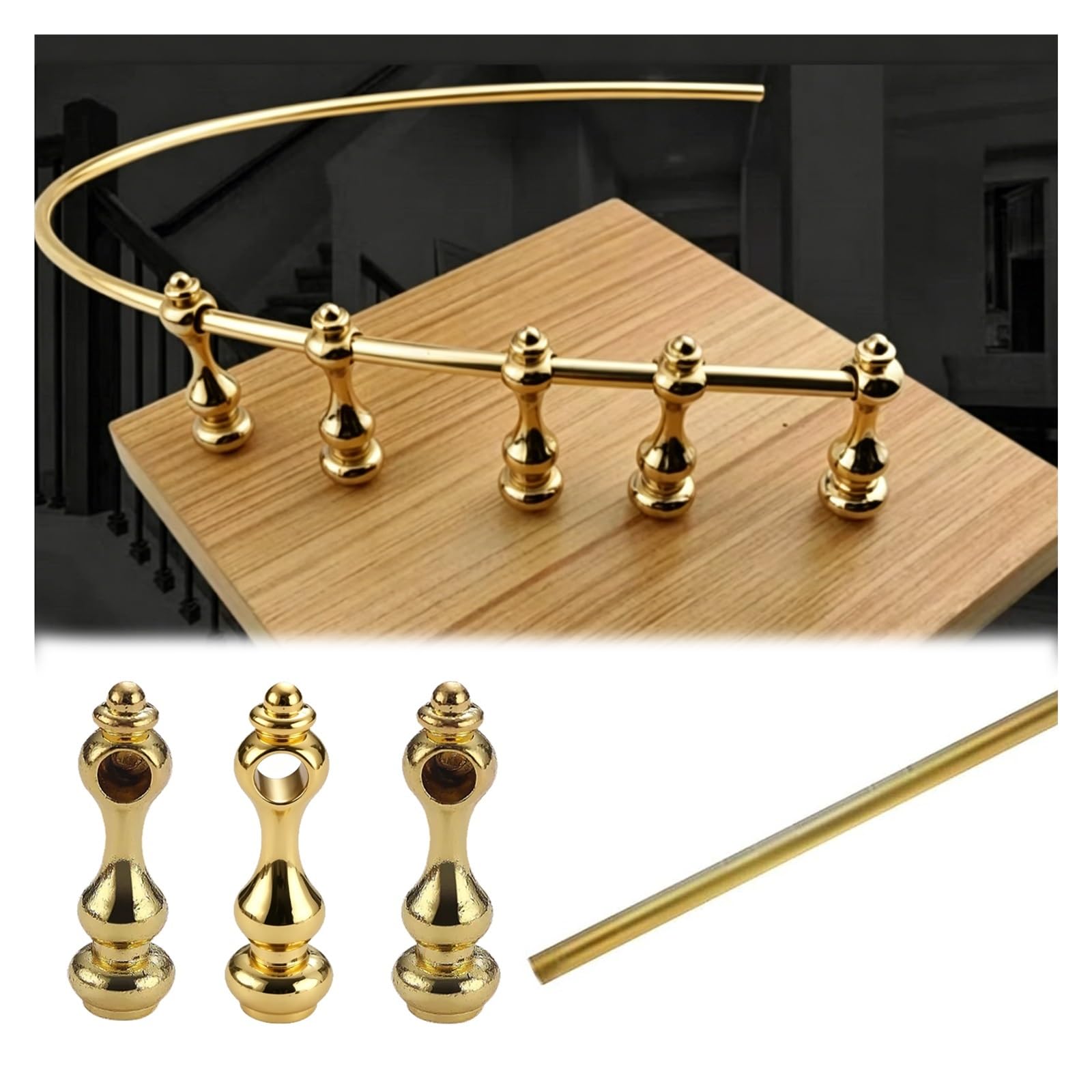 MZZKFC Curved Shelf Guard Rail 8 12 16 24 32 40 48 56 62in, Corner Cabinet Bendable Shelf Rail, Flexible DIY Shelf Retainer Bar for Kitchen Cabinets & Pantry(Gold,51cm/20in)