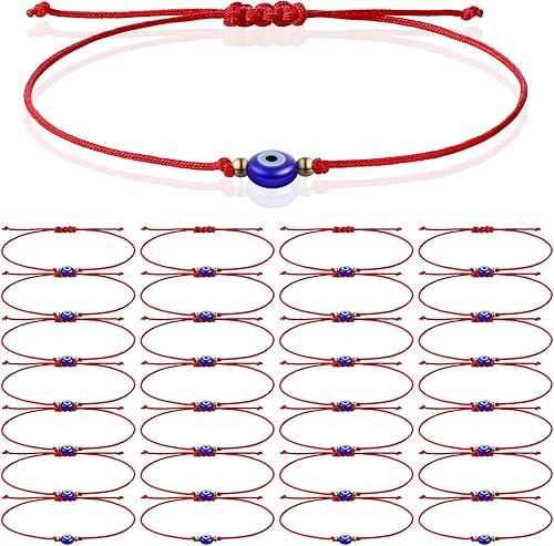 30 pulseras contra el mal de ojo, pulseras de protección de cuerda roja, ajustables, contra el mal de ojo, cuerda roja, nudo, tobilleras, kabbalah