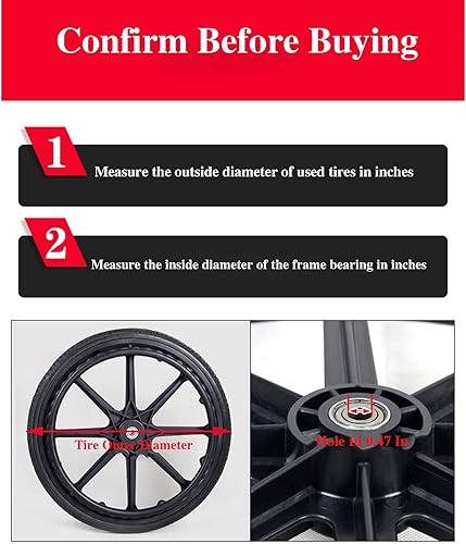 Miniatura 3 de (1PR, negro) Rueda de repuesto de rueda trasera de 24 x 1 pulgadas, conjunto de rueda trasera para sillas de ruedas de 16-18-20 pulgadas, piezas de