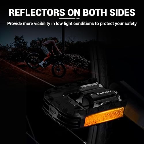 Miniatura 5 de Himiway Pedales de bicicleta plegables con tiras reflectantes, pedales plegables de bicicleta de aleación de aluminio, pedales de ciclismo de