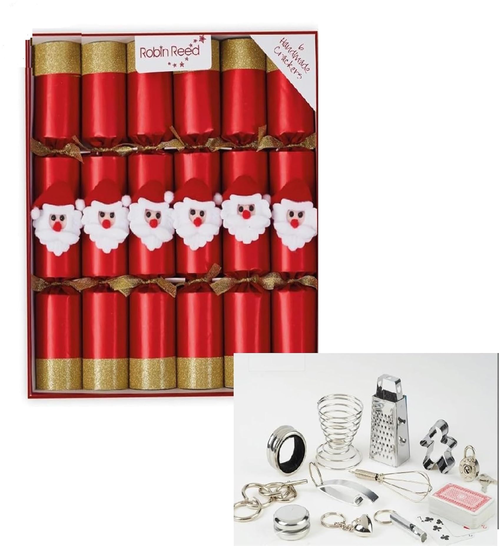 Crackers Ltd Red Set Of 6 Jolly Santa Design Christmas Crackers By Robin Reed