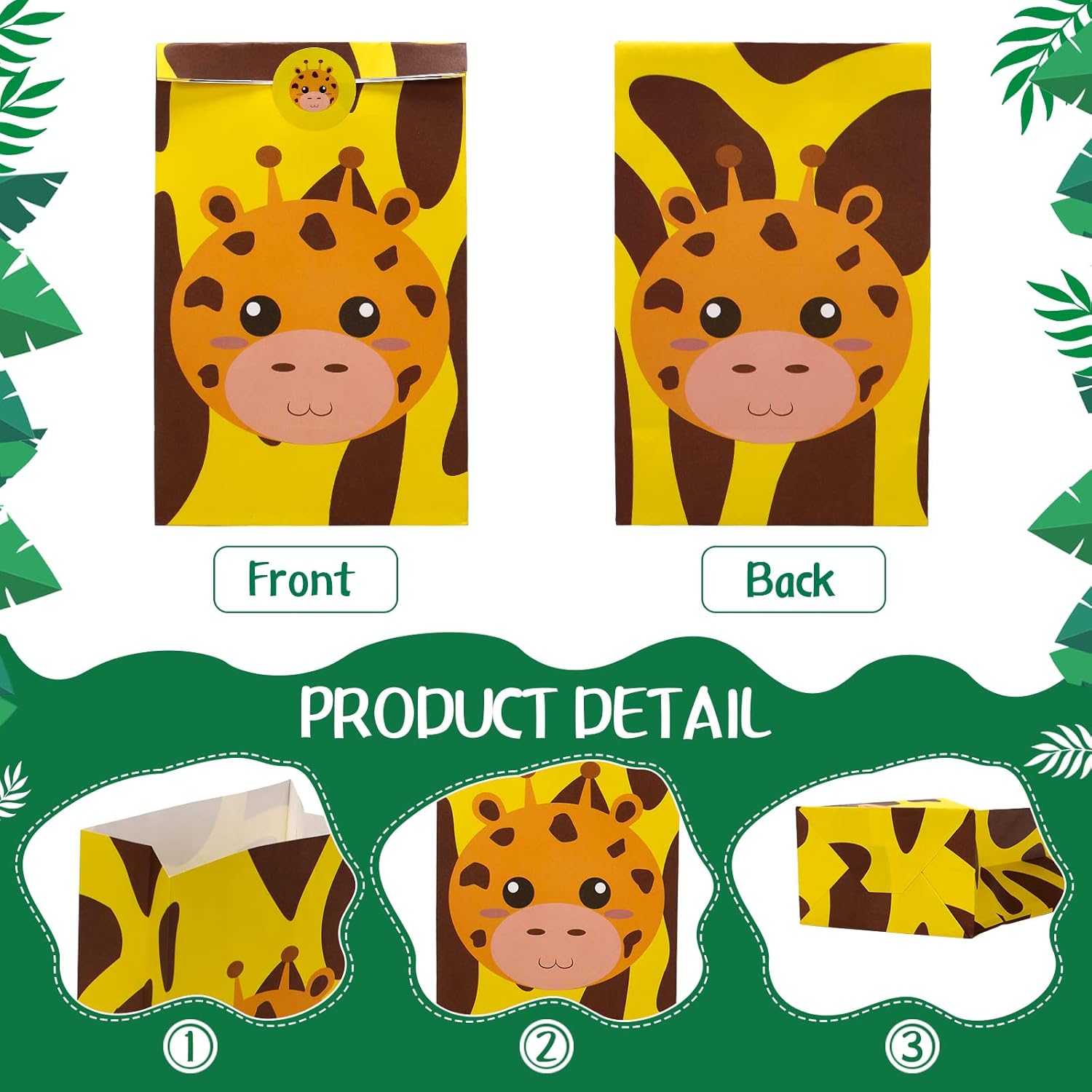 Nezyo 24 Pack Safari Party Favor, Jungle Safari Goodies Bags Animal Gift Bags for Kids with Stickers Jungle Theme Candy Valentine's Party Baby Shower Supplies - Image 4
