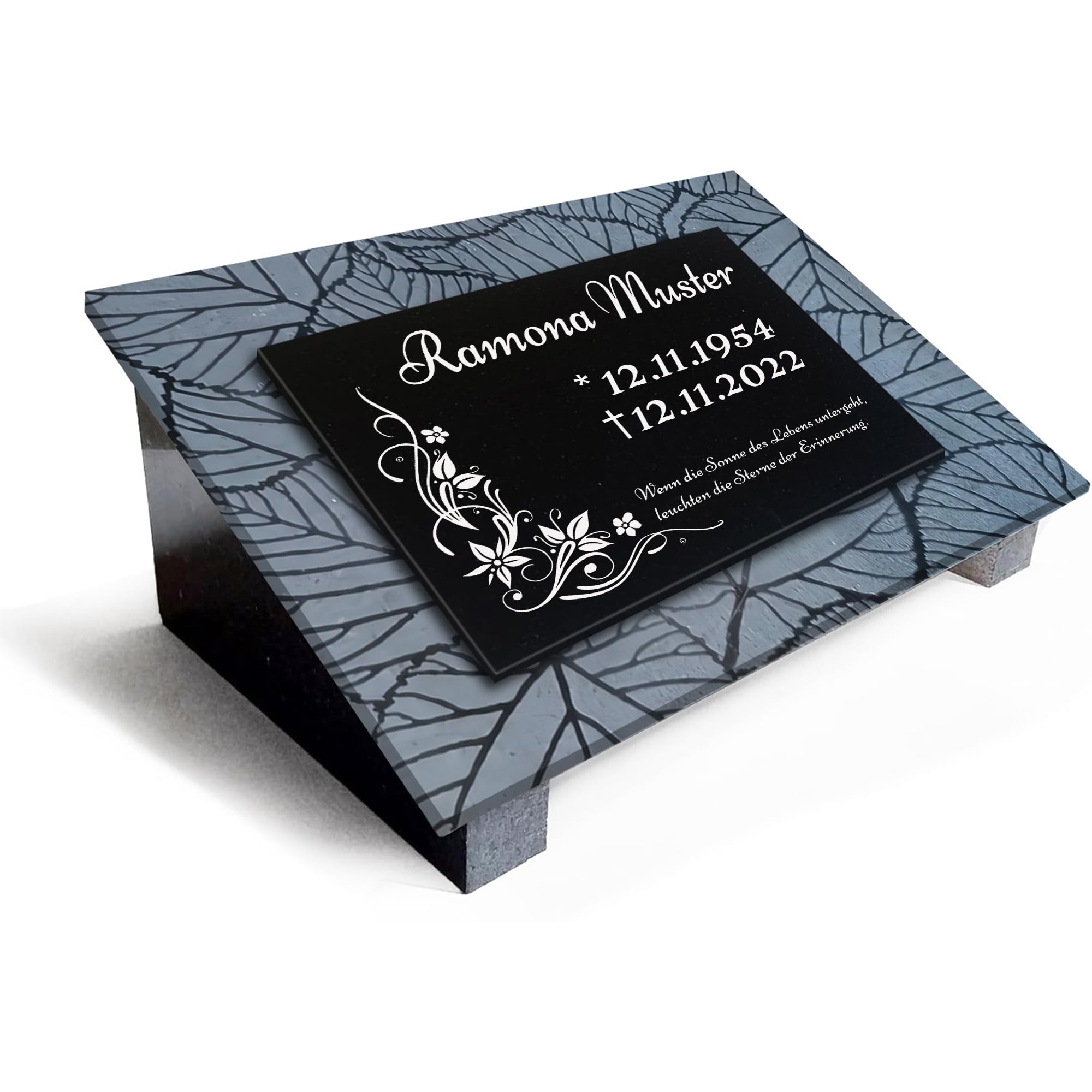Generisch Premium Grabstein aus indischem Granit Absolut Black– mit Tiefengravur, Lasergravur & 3-Fach Versiegelung im Format 40x30cm ND55