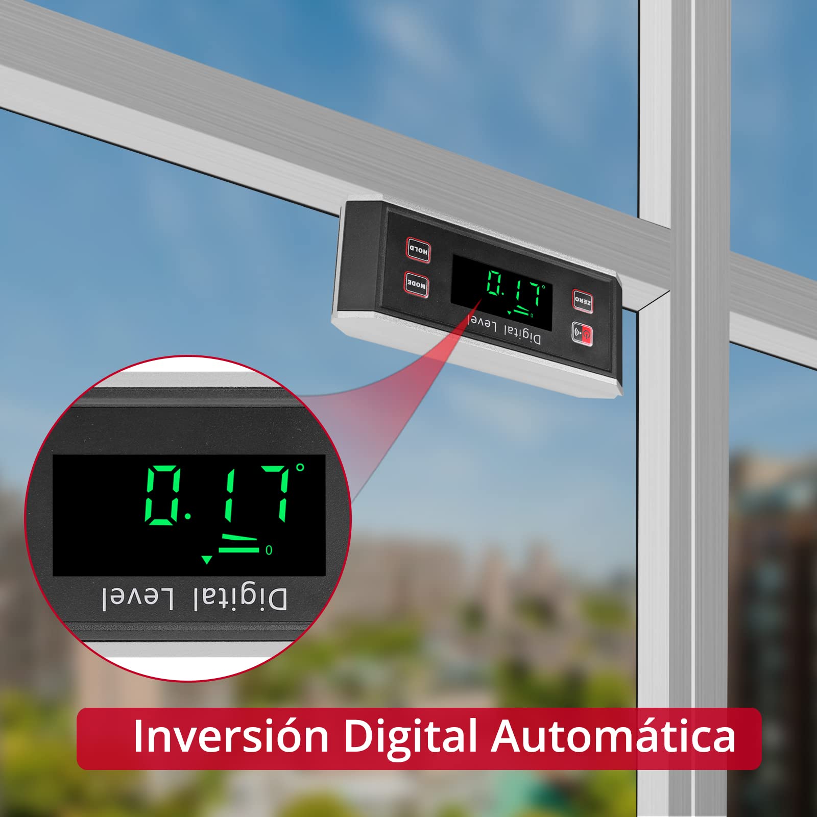 XUNTOP Inclinómetro Digital con Base Magnética con Ranura en V Buscador de Ángulo de 4 ×90 ° IP65 Impermeable Transportador de Ángulo Digital Aleación de Aluminio con 4 Unidades °% mm/m IN/FT