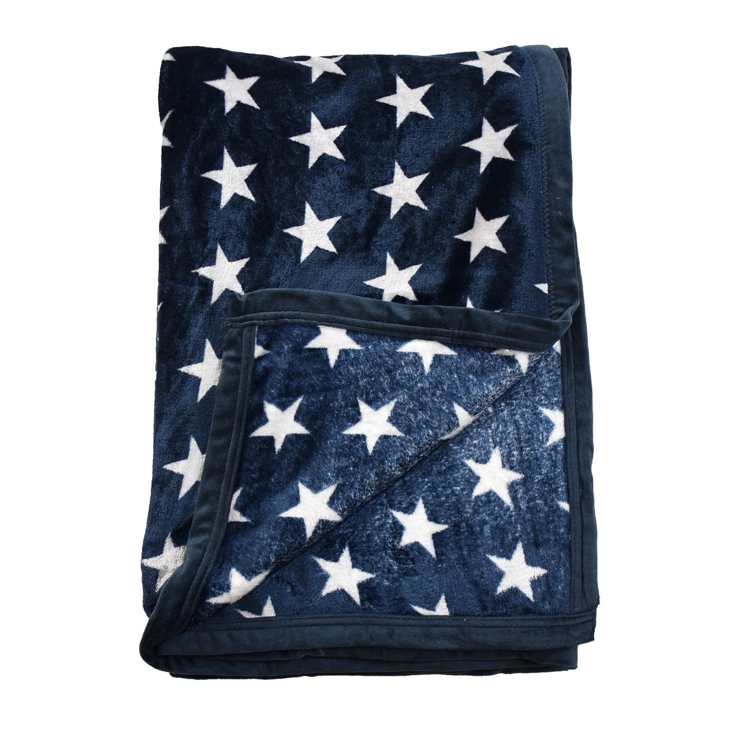 1Ajanta Handloom House Flannel Double Blanket |Comforter for Mild Winter | Blue-image-3