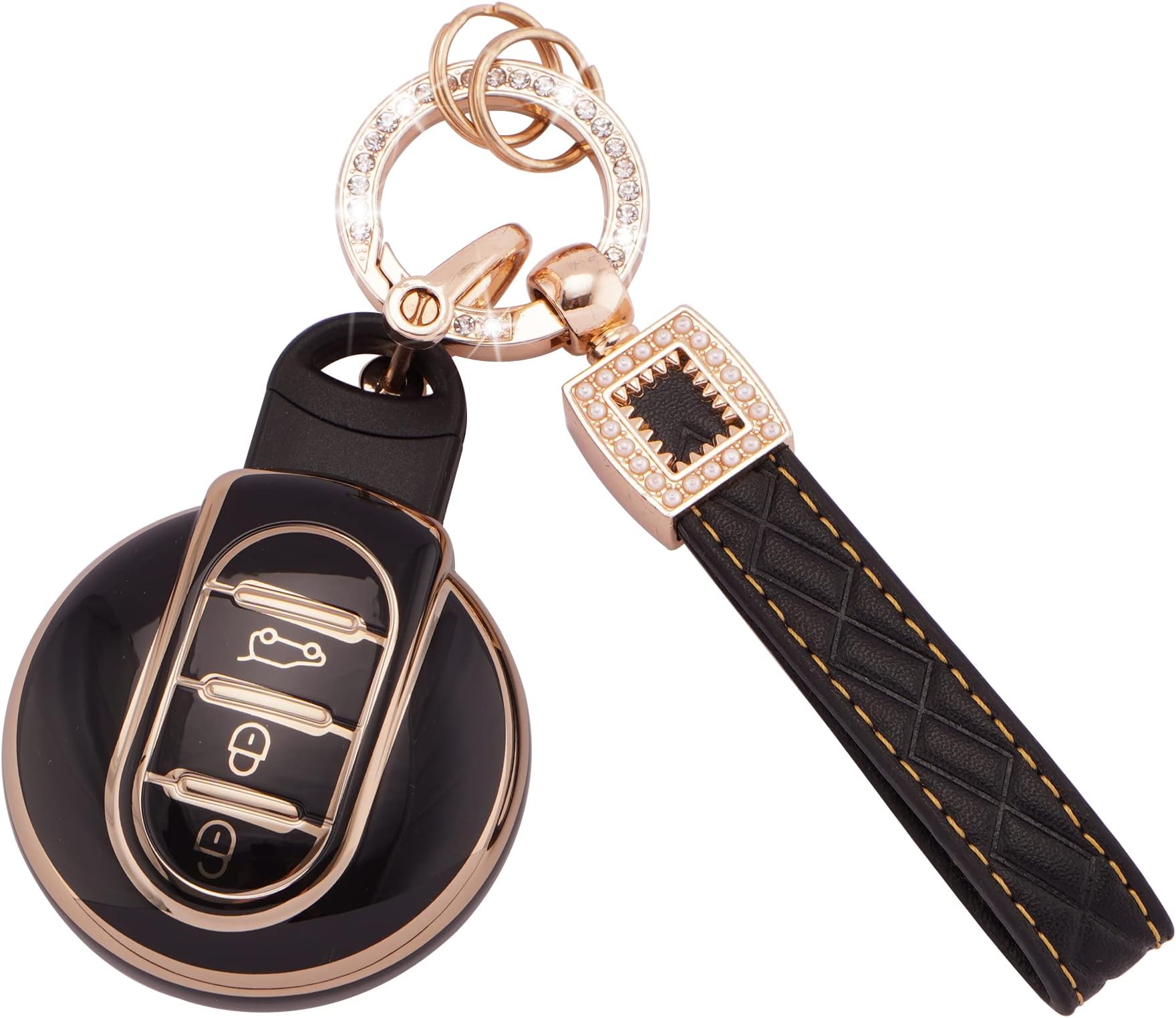 Soft TPU with Golden Rimmed Smart Car Key Fob Case Fashion Keychain ...