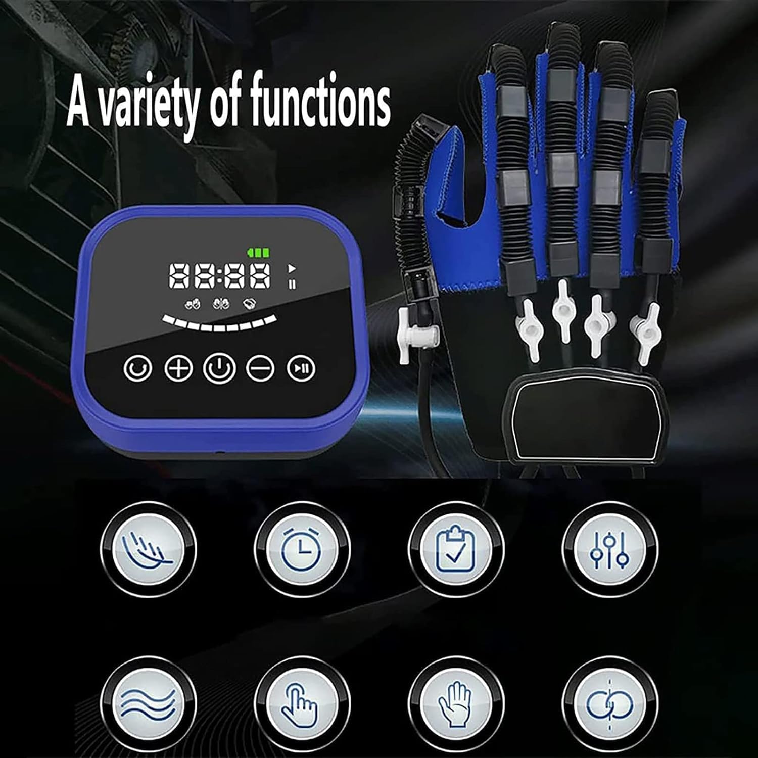 Guantes robóticos de rehabilitación, férula Manual para Entrenamiento con los Dedos, Modo Espejo, Pantalla LCD, con Entrenamiento con un Solo Dedo, B-Left, Hand, XL