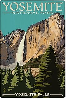 Lantern Press 6x9 Inch Wood Sign, Ready to Hang Wall Decor, Yosemite National Park, California, Yosemite Falls