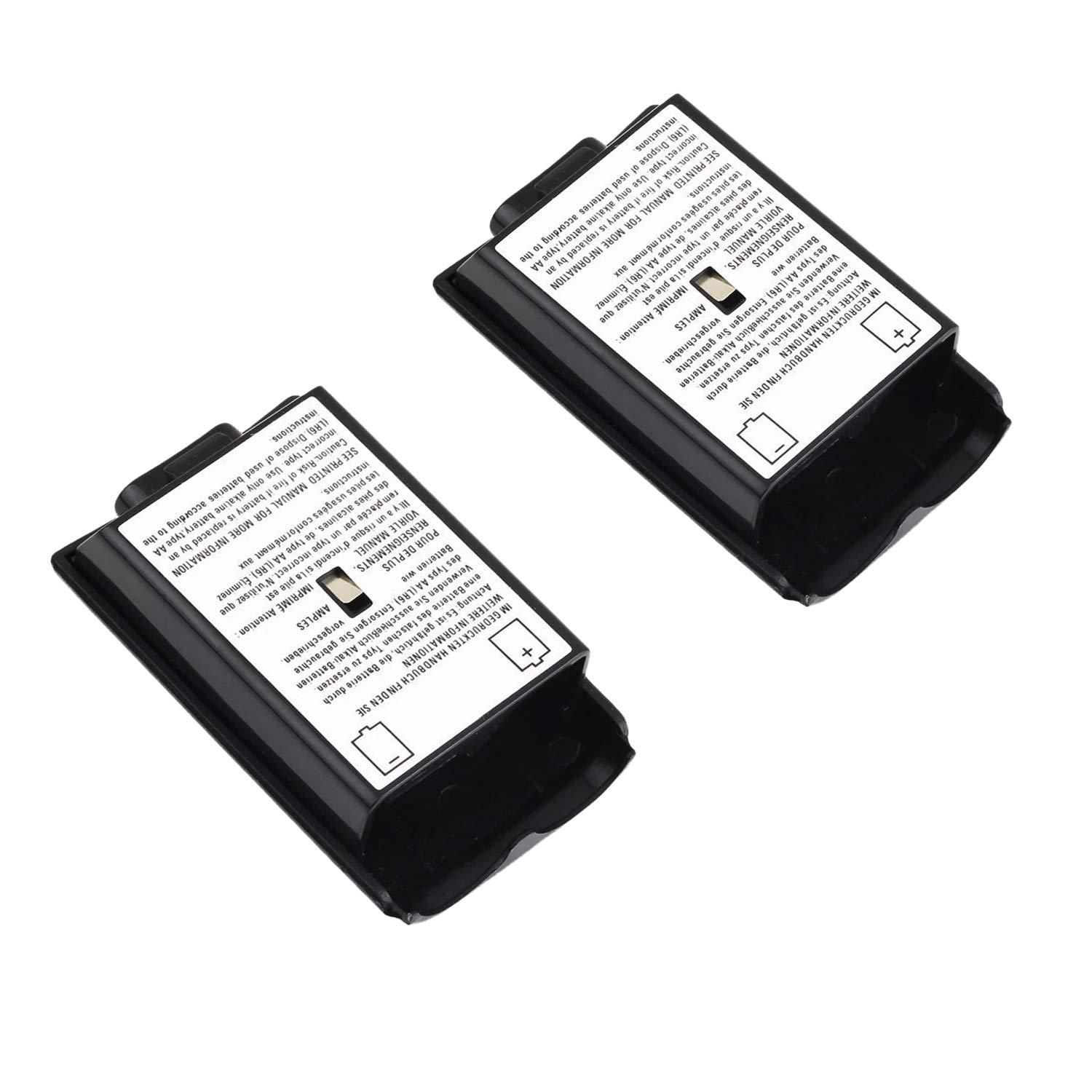 SOLDOUT™ 2 PCS Battery Cover Shell Case Kit For Xbox 360 Remote Wireless Controller Joystick Gamepad Joypad (Black, Pack of 2)