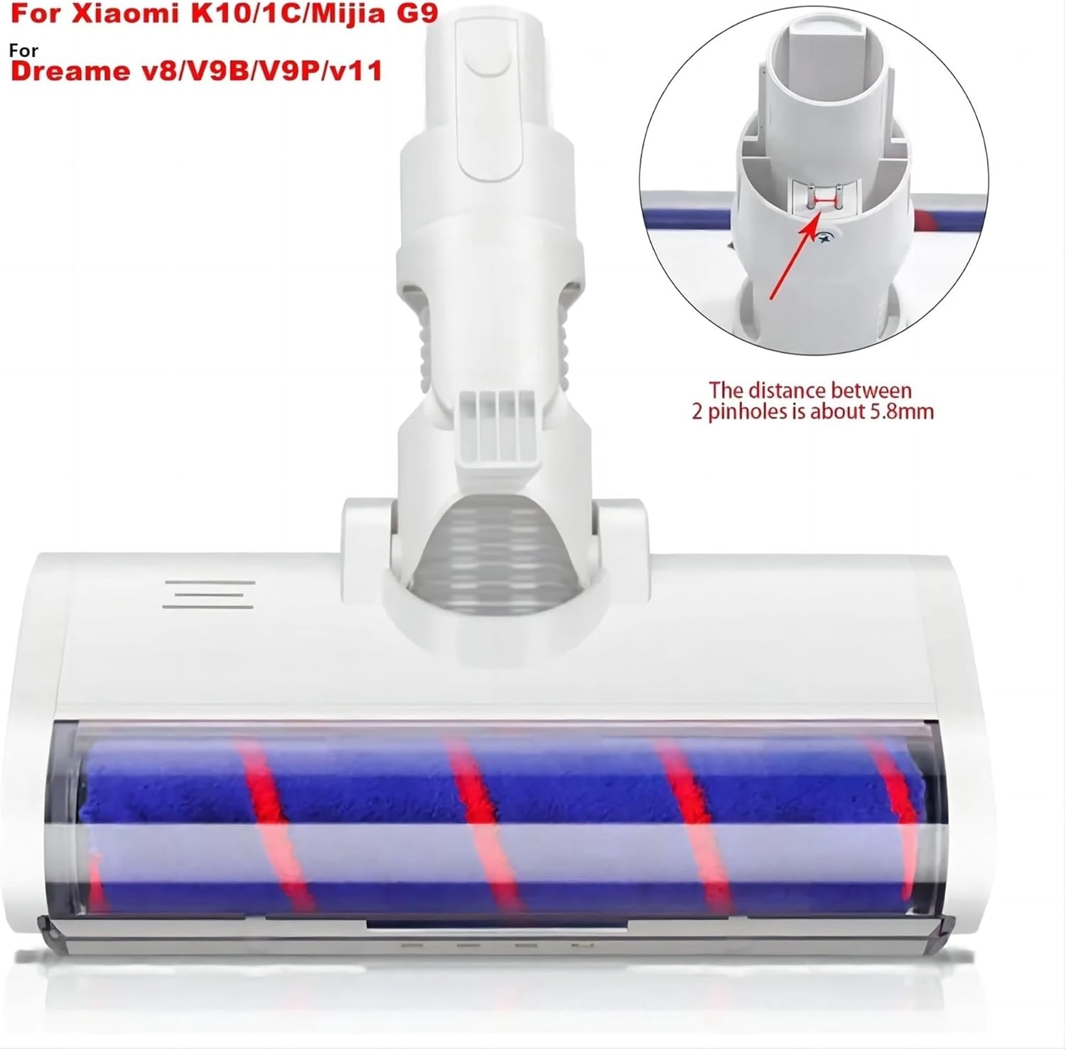 Electric Brush Head | Compatible with Xiaomi K10/G10 1C Dreame V8/V9B/V9P/V11/G9 Carpet Brush Vacuum Cleaner Parts(B spacing 5.8MM)