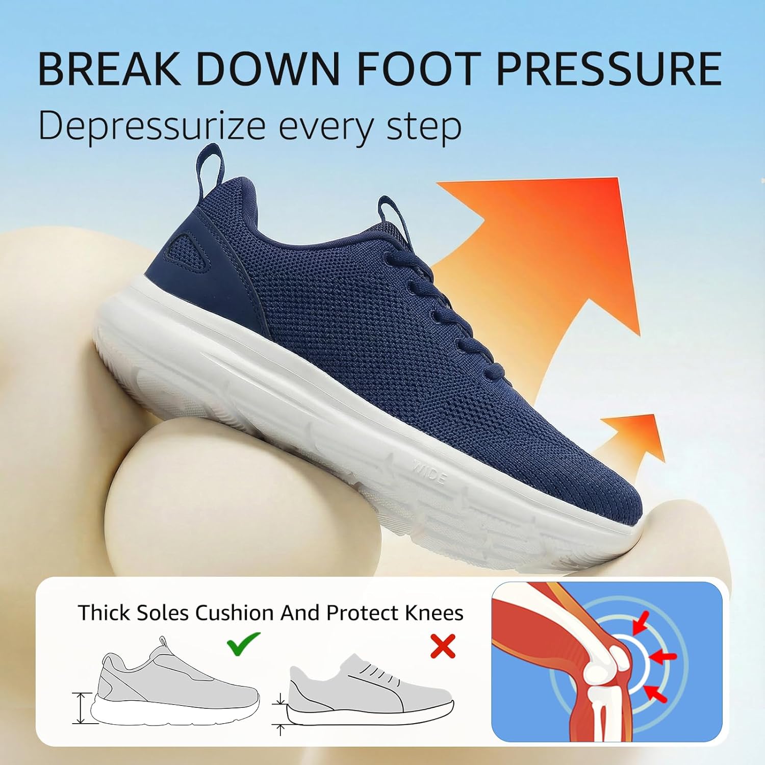 Shoes Women Extra Wide Width Sneakers Gym Workout Training Walking Orthopedic Swollen Feet Diabetic for Plantar Fasciitis Arch Support Bunions Light Breathable - Image 6