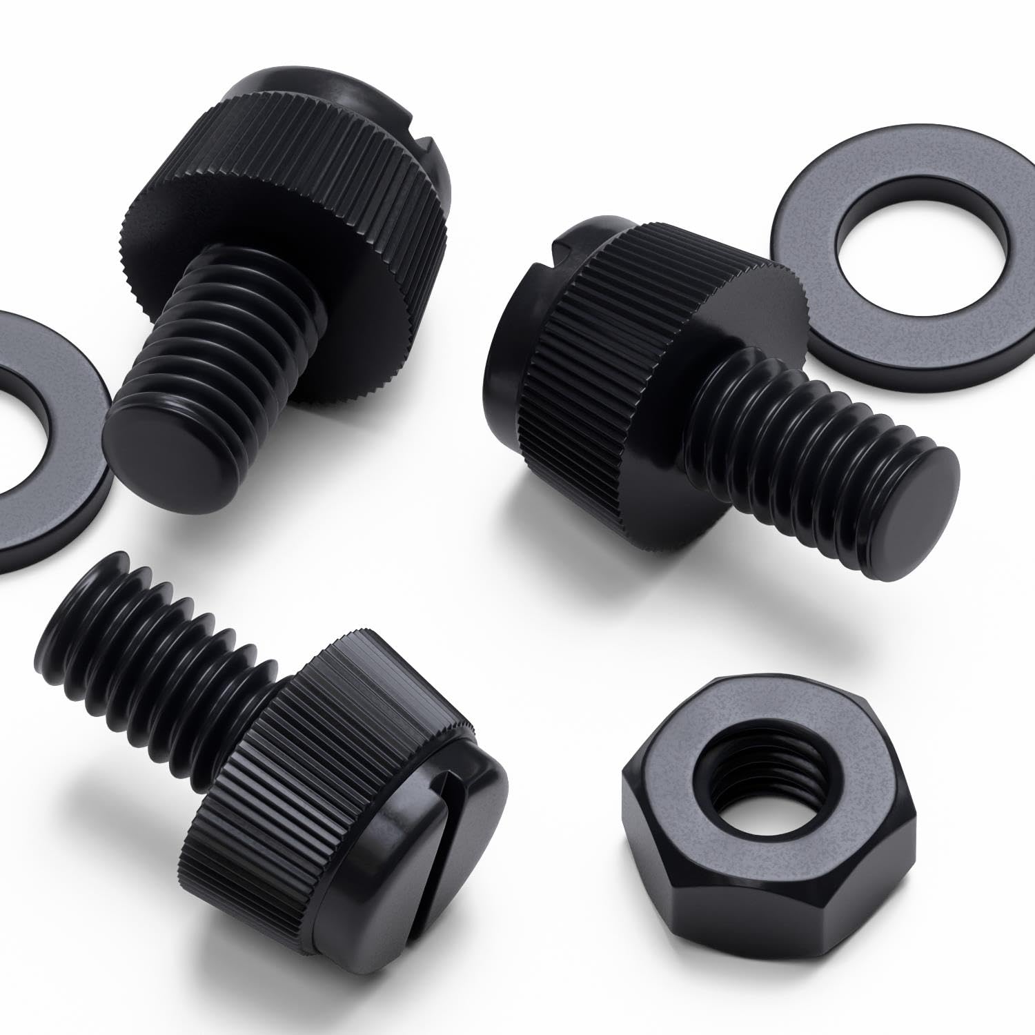 50x Black Nylon Plastic Thumbscrews, M6 x 10 mm, knurled, Nuts, Washers & Bolts