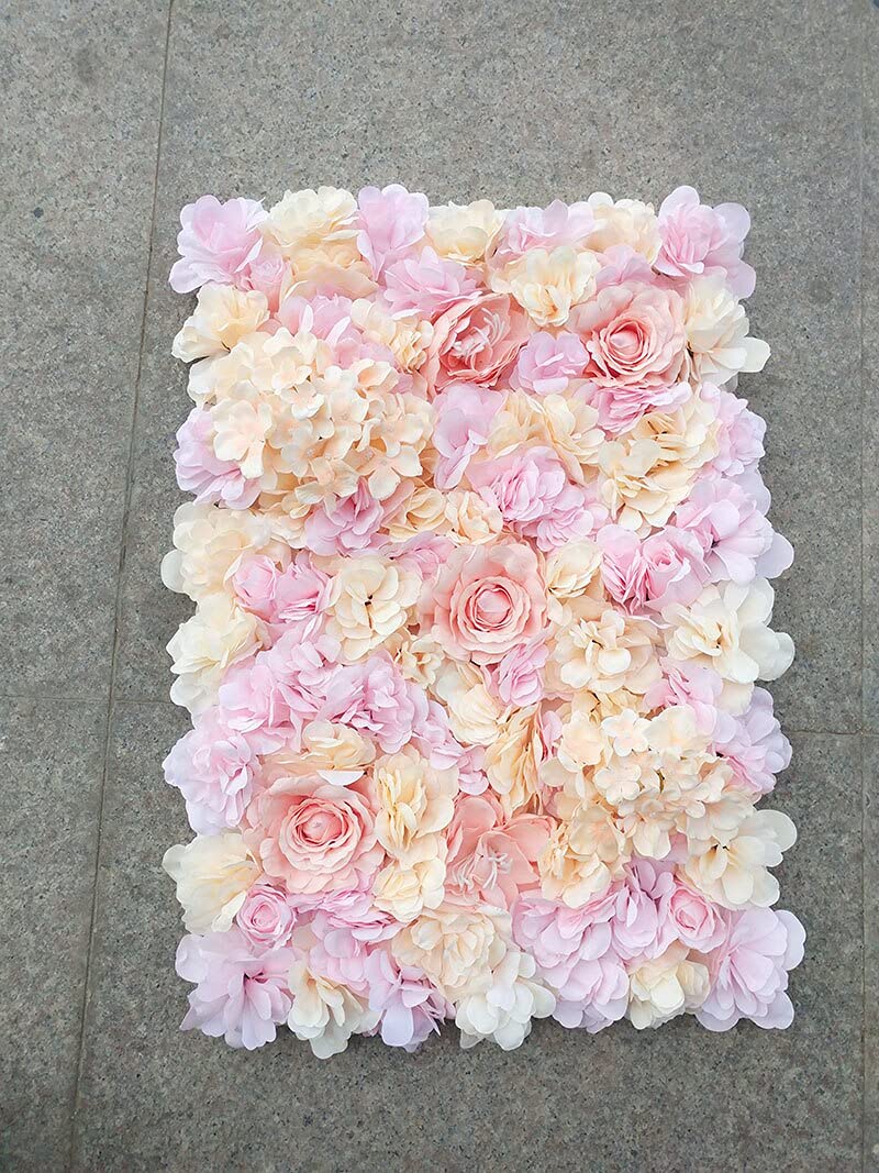 Artificial and Dried Flower 40X60cm Artificial Silk Flower Wall Rose Hydrangea Peony 3DFlower Wall Decoration Wedding Stage Hotel Background Home Decoration - ( Color: Light Pink; Size: 40x60 cm )