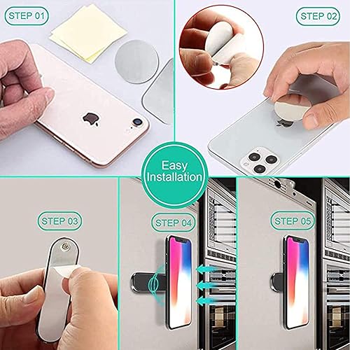 Miniatura 4 de SALEX Paquete de 4 soportes magnéticos planos con adhesivo 3M. Soporte dorado para teléfono celular que se pega en el tablero del automóvil, pared,