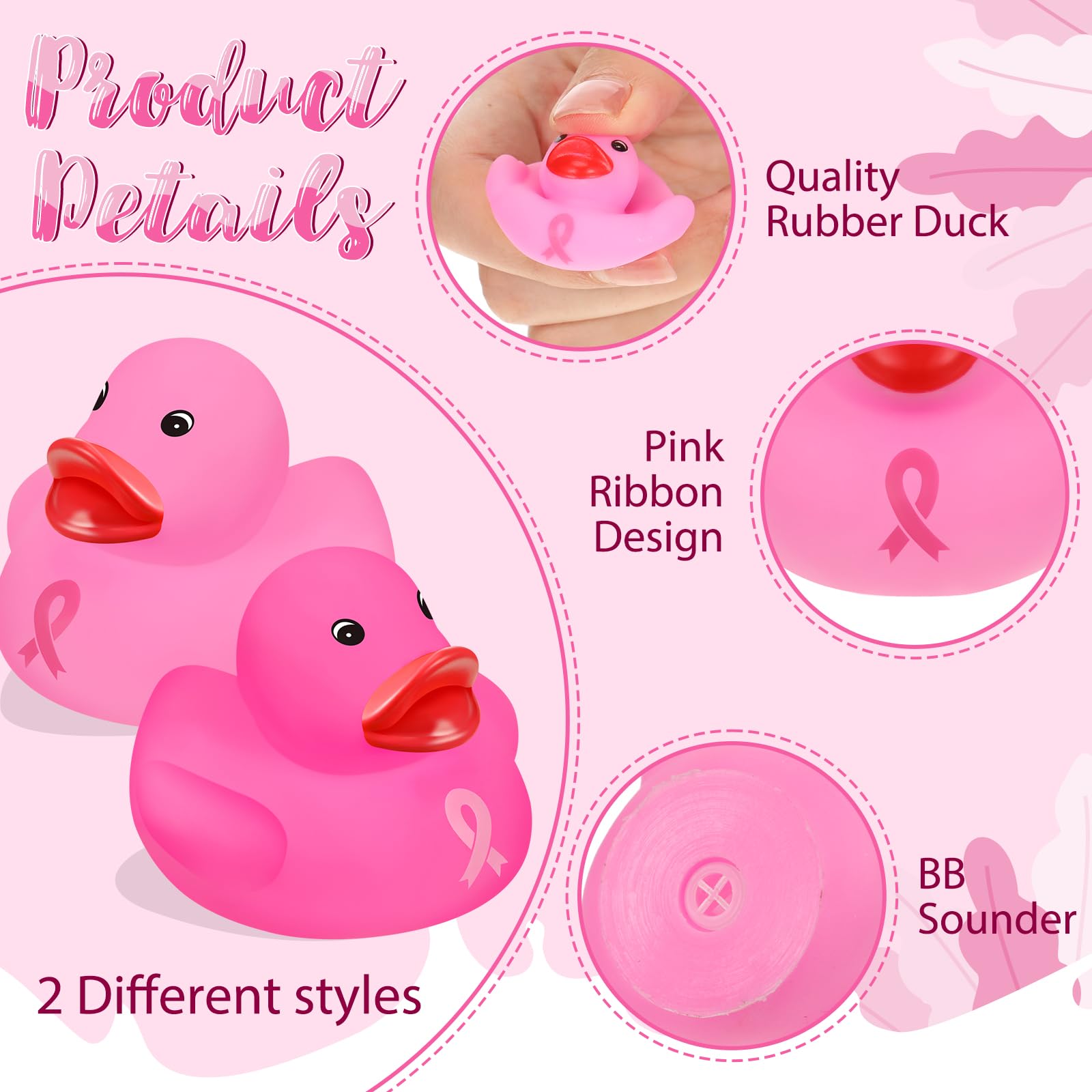 Snapklik.com : 100 Pcs Mini Pink Ribbon Rubber Duck Breast Cancer ...