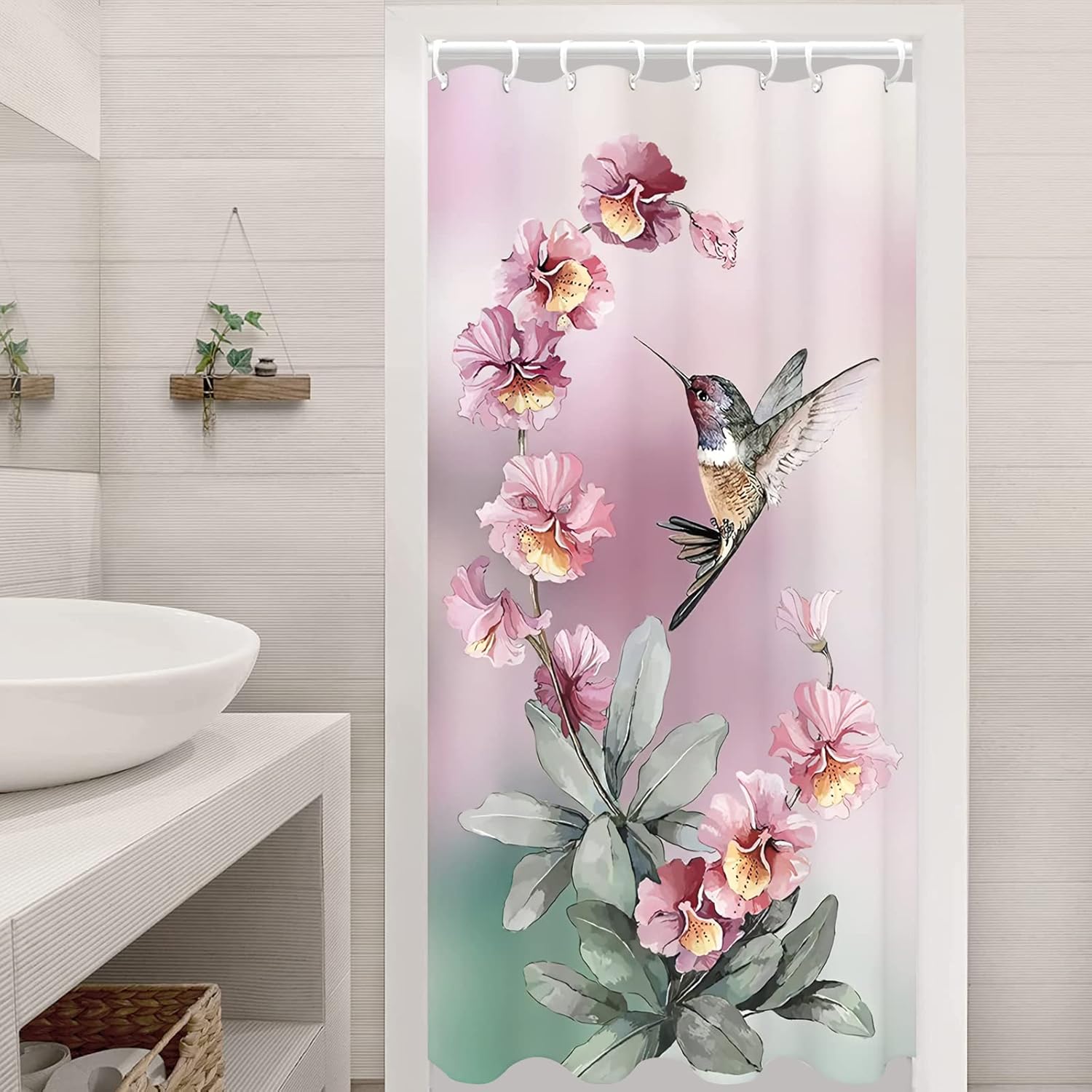 HONNKY Stall Shower Curtain 36 x 72 inch, Flower and