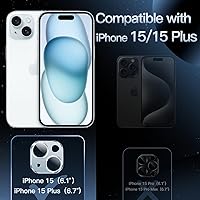 Vista 2 de JETech Protector de lente de cámara para iPhone 15 de 6.1 pulgadas y iPhone 15 Plus de 6.7 pulgadas, cobertura completa, cubierta de anillo