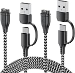 2 in 1 Charger Cable for Garmin Watch Compatible with Garmin Vívoactive 6 5 4s,Forerunner 965 955 945 55,Fenix 8 7 7X Pro 6 6X 5,Venu 3 2S,Approach S70 S62 S60,Epix Instinct Tactix(2 Pack)