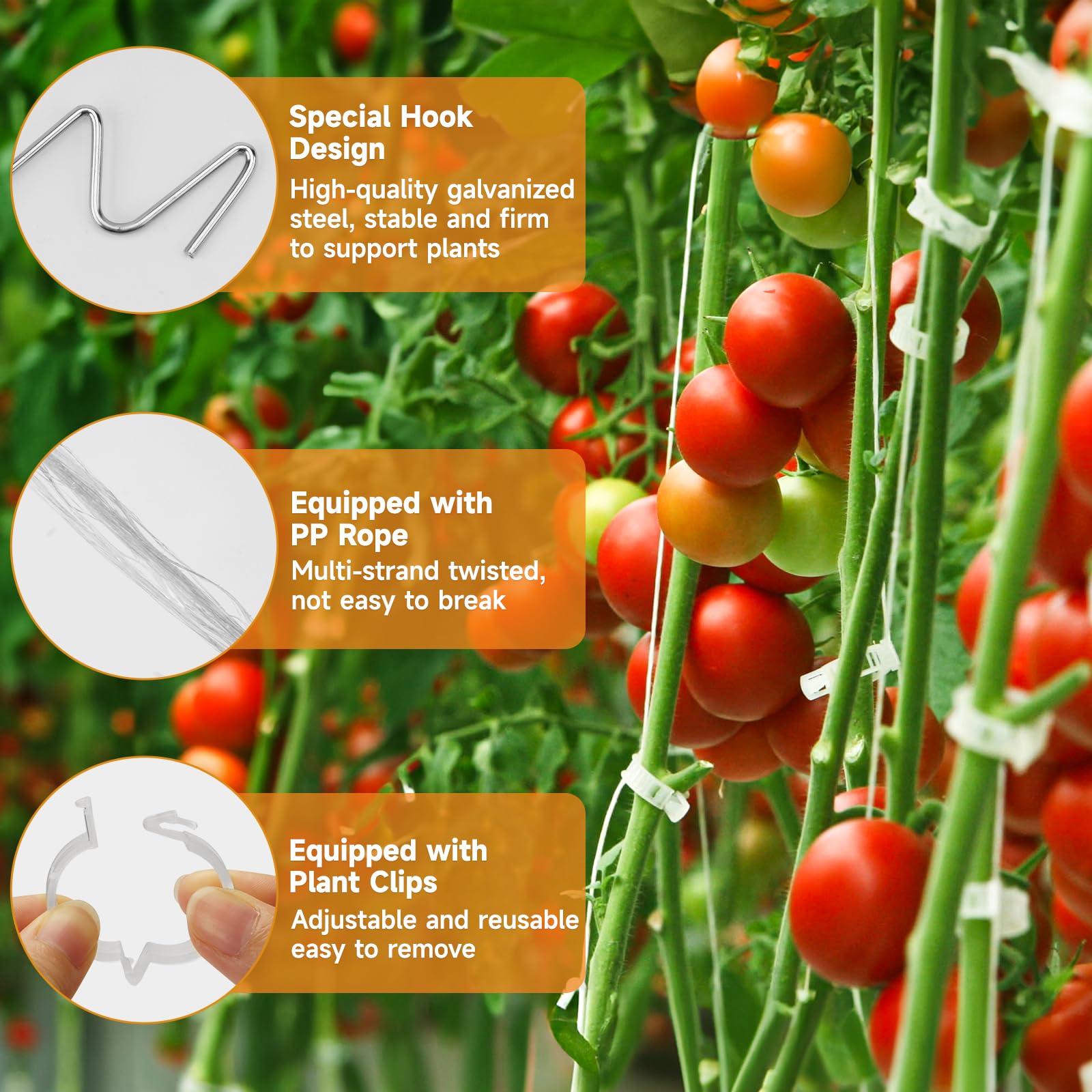 LaBlanc - 100 pezzi di clip per pomodori, gancio per pomodori da 13 cm