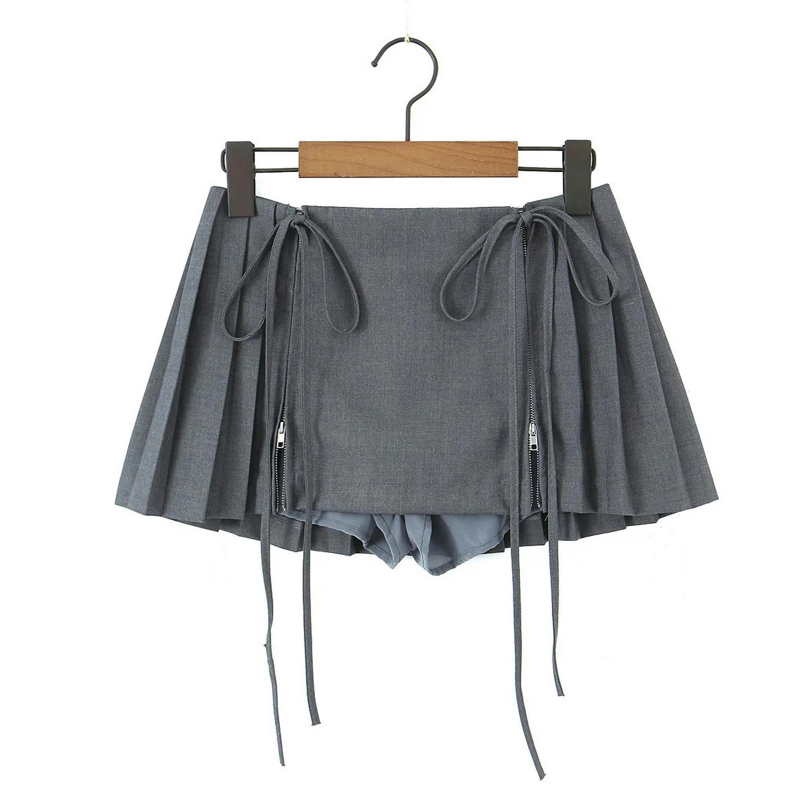 Czarna spódnica plisowane mini spódnice dla kobiet preppy streetwear hot girl zamek bandaż slim split krótkie spódnice