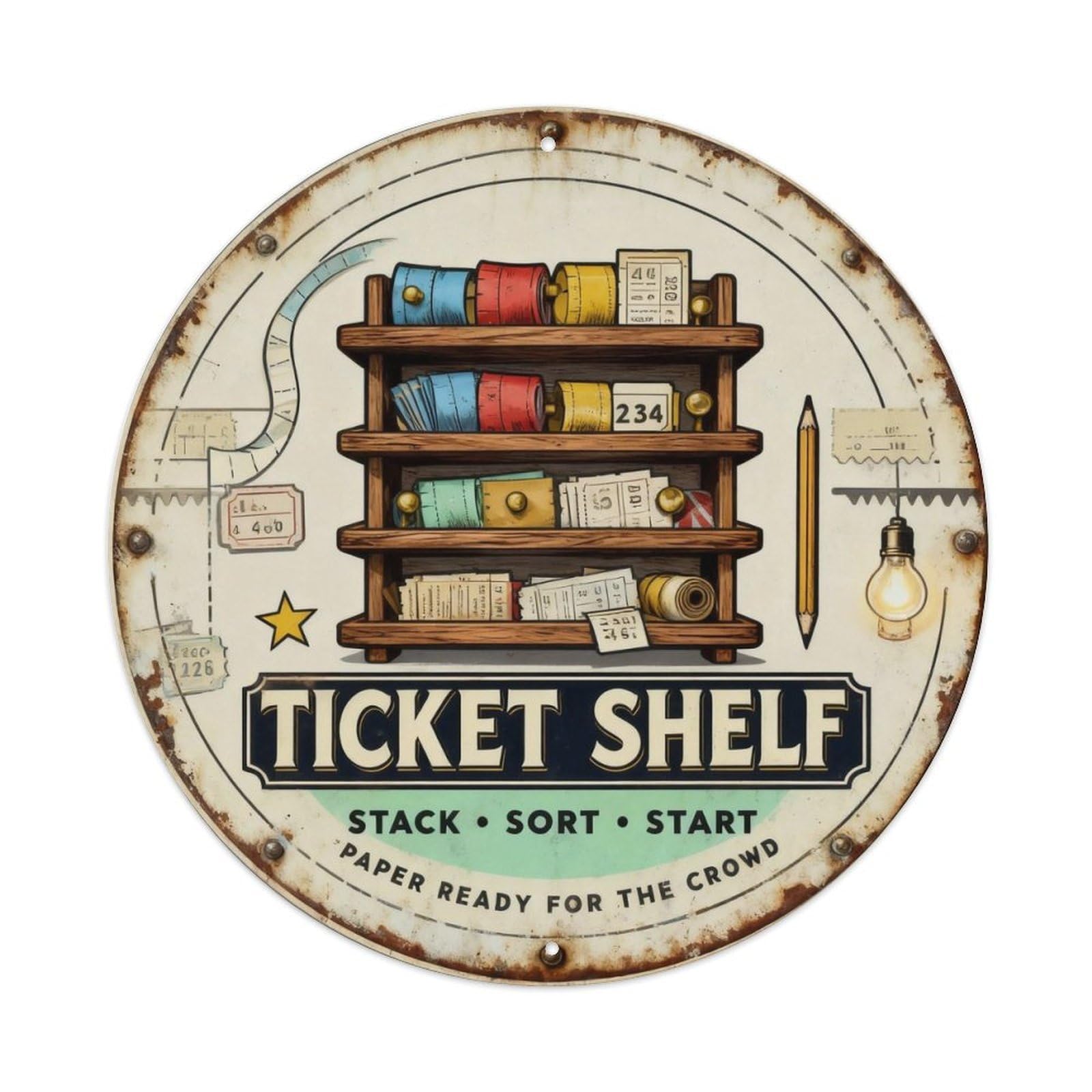 Painted Ticket Shelf Sign Metal Tin Sign Plaque