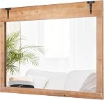 Tangkula 22" x 36" Inch Farmhouse Wall Mirror, Rustic Horizontal/Vertical Hanging Bathroom Mirror with Wood Frame, Wall Mounted Rectangular Barn Door Style Decor Mirror for Living Room Bathroom