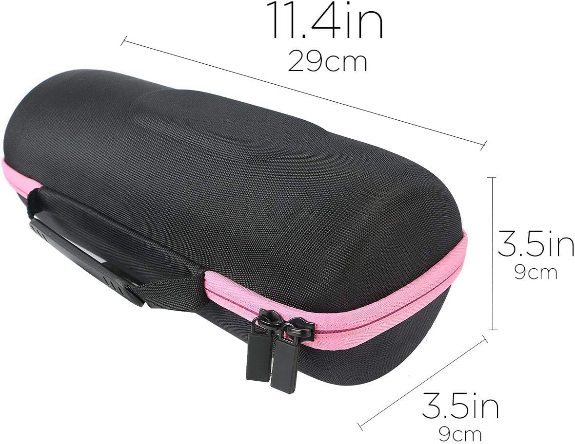 co2CREA Hard Travel Case replacement for JBL Charge 4 / replacement for JBL Charge 5 Waterproof Bluetooth Speaker (Black Case + Pink Zipper) - Image 5