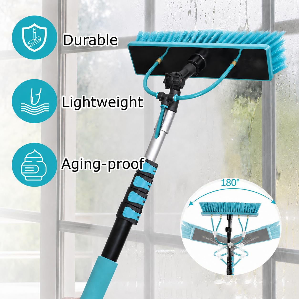 Teleskop Waschbürste wasserführend ür PV Anlage Reinigung A,12FT/3.6M