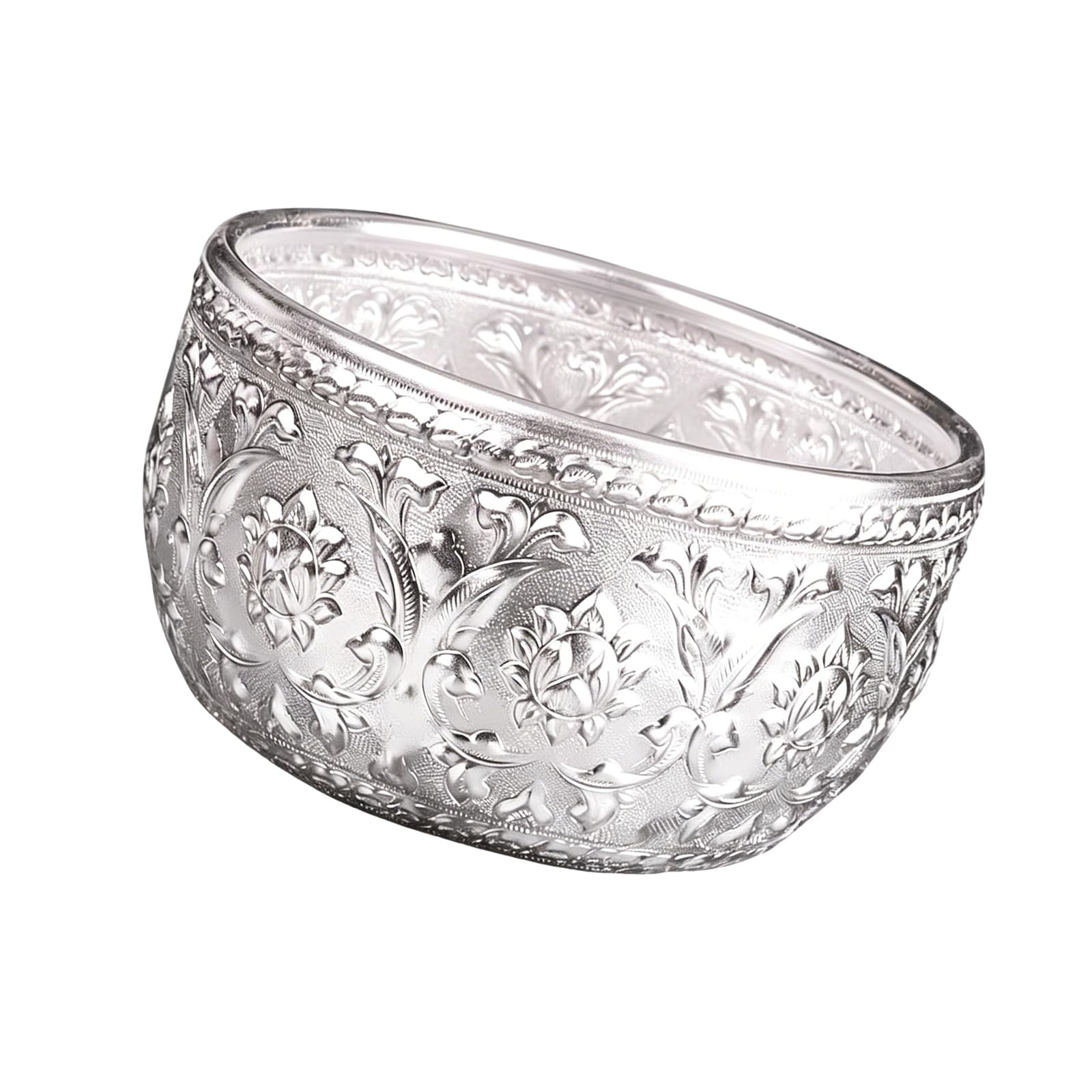 Tsophreniq Thai Styles Silver Pewter Serving Dishes for Tea Ice and Chilled Soups Elegant Dining Accessory Artistic Dining Bowl