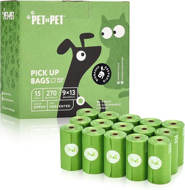 Dog Poo Bags, 270 Counts 15 Rolls Poop Bags, Doggy Poop Bags USDA Certified, Poop Bags Dog, 38% Biobased Dog Bags Poop for Poo Bag Dispenser, Large Doggy Poop Bags
