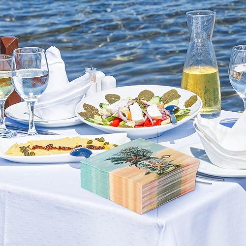 Miniatura 6 de Paquete de 80 servilletas de papel de playa desechables con estrellas de mar en orilla del mar, tarros de coral masón de postre, servilletas de mano
