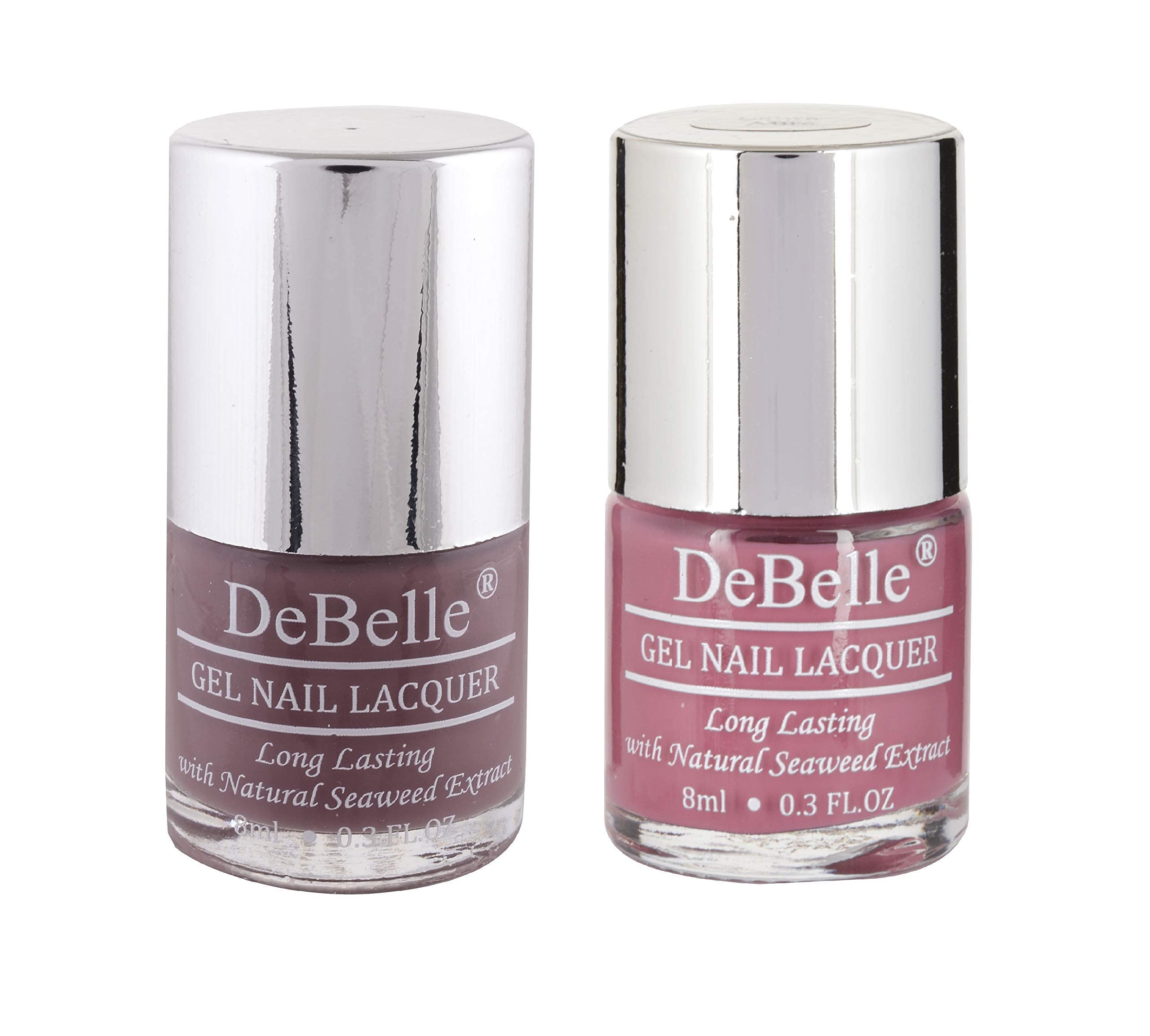 Gel Glossy Finish Nail Polish Combo Set of 2 - (Majestique Mauve and Light Mauve, Laura Aura - 16 ml, 8 ml Each)