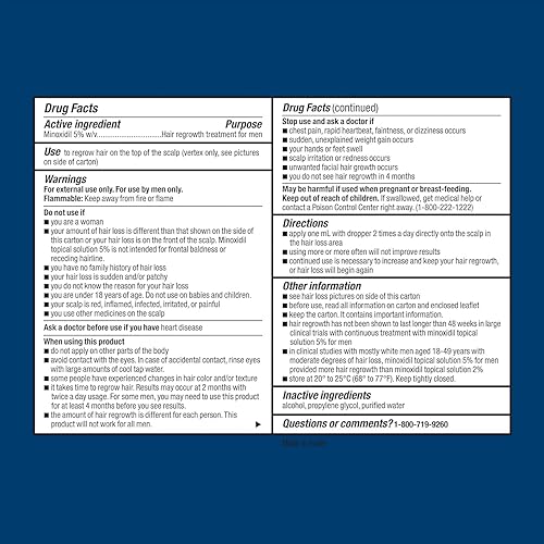 Miniatura 3 de Equate Minoxidil - Solución de recrecimiento del cabello al 5% para hombres, suministro de 1 mes, solución de crecimiento de 2 onzas líquidas para