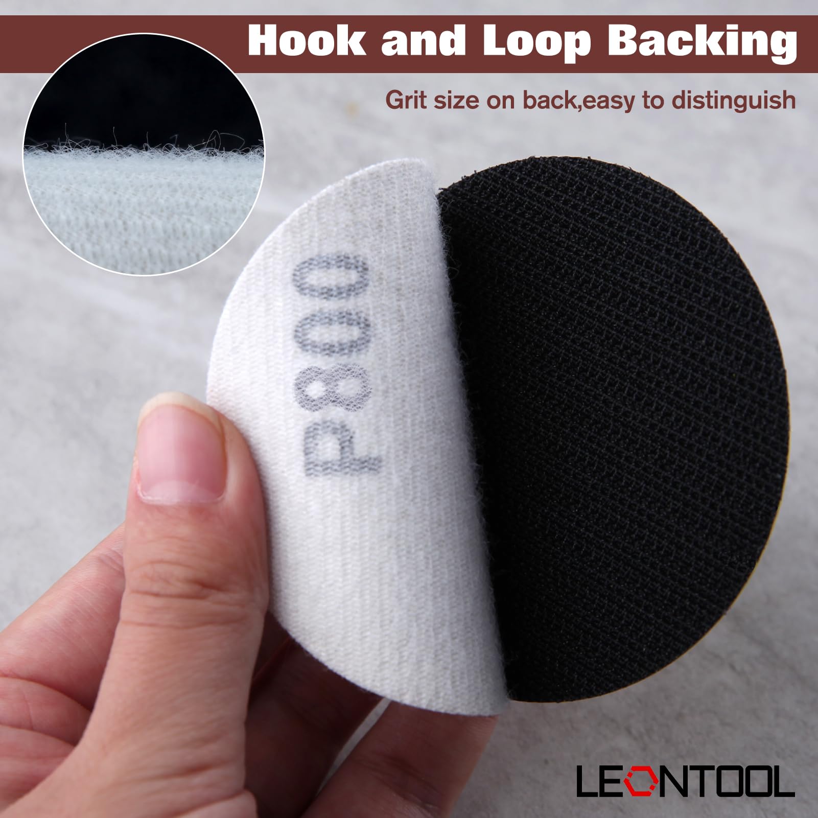 LEONTOOL Lot De 100 Disques Abrasifs De 7,6 Cm, Grain 800 Auto