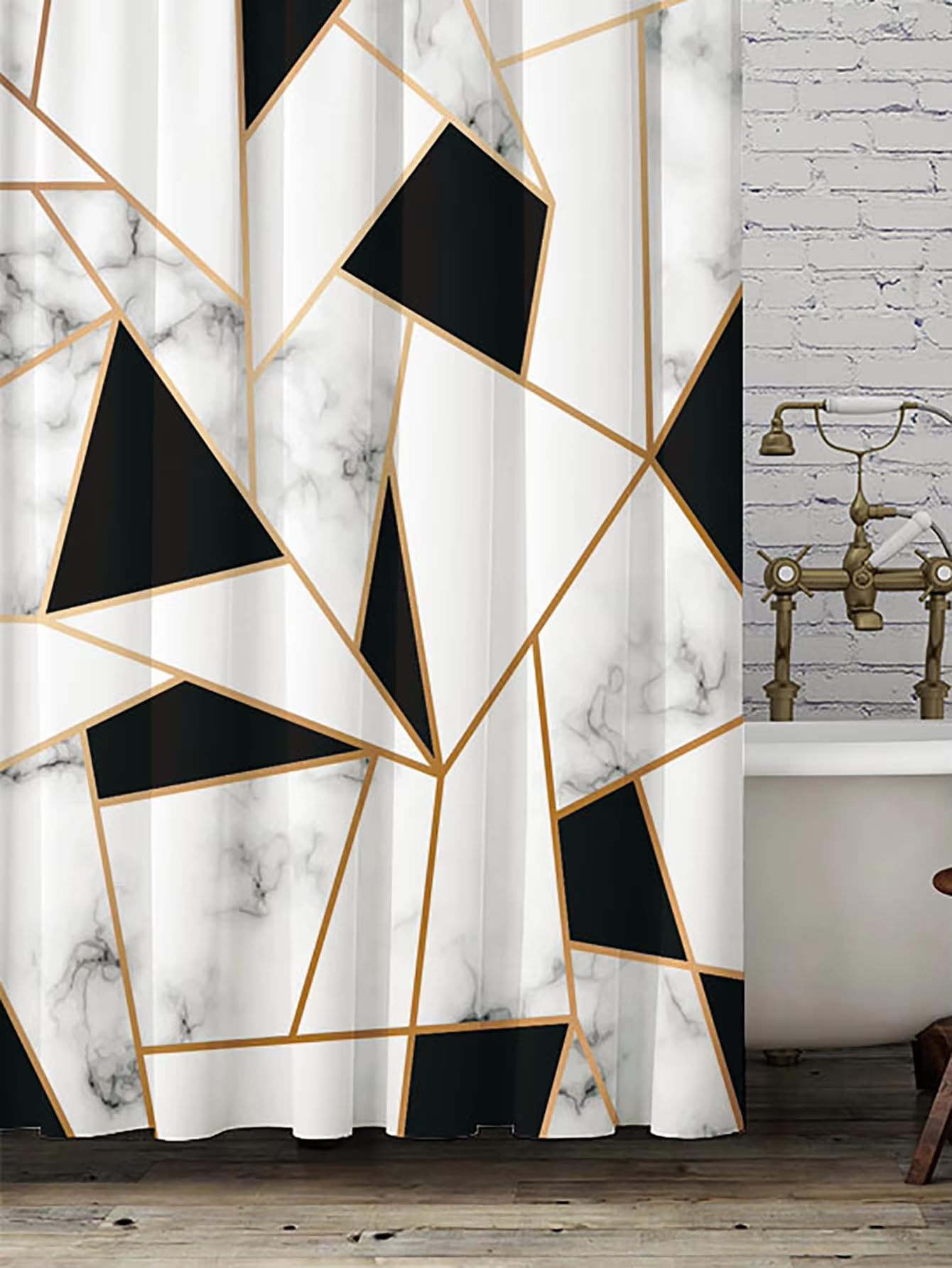 KELAIMI Marble Geometric Shower Curtain,Modern Abstract Geometric Bathroom Curtains,Aesthetic Industrial Quick-Dry Bathtub Curtains with Hooks Style 5 90X180Cm