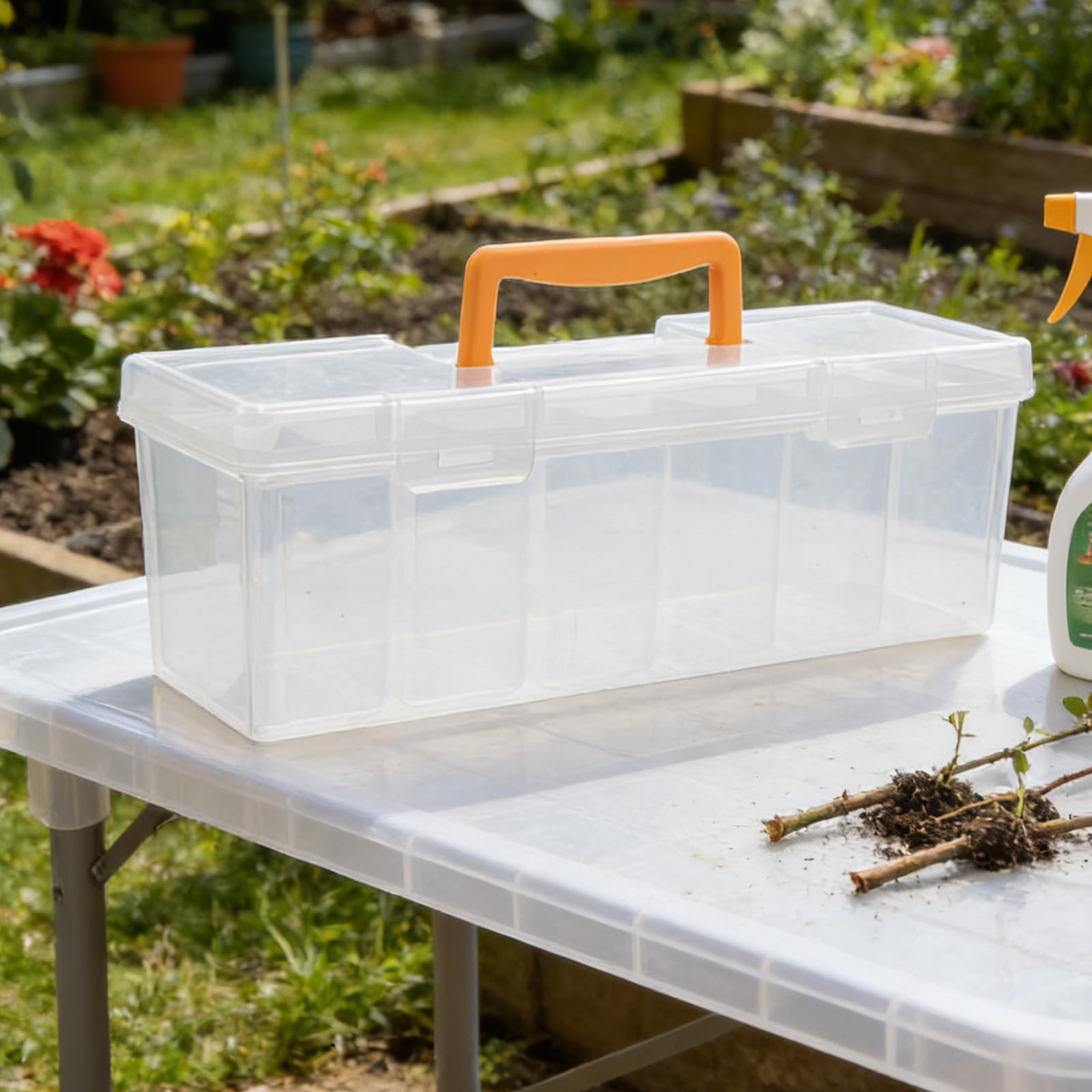 SUPVOX Boîte de Rangement pour Graines Transparente avec Poignée et Compartiments Organiseur Portable Plastique pour Jardinier et Stockage des Semences