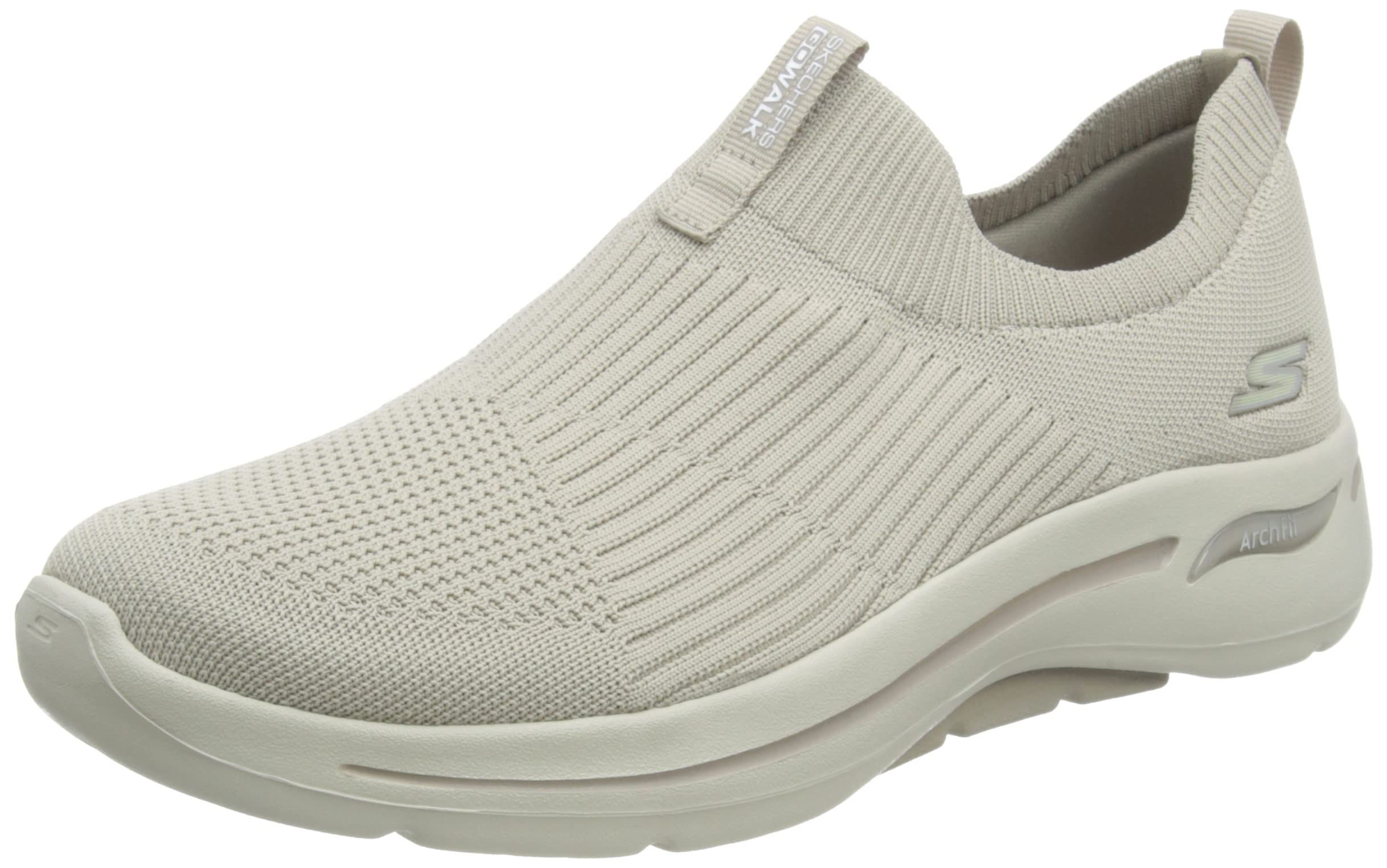 Skechers Women's Go Walk Arch Fit Sneaker, Taupe Textile Trim, 6.5 UK