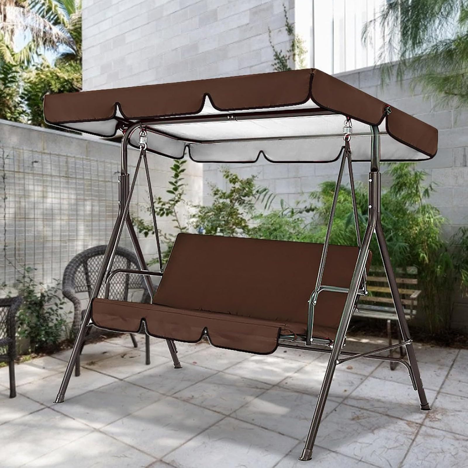 Cappottina per Dondolo da Giardino 2 e 3 Posti, Tetto di Ricambio per Altalena da Patio Poliestere Impermeabile 210D per Mobili da Veranda(195x125x15cm/77x49x6in)