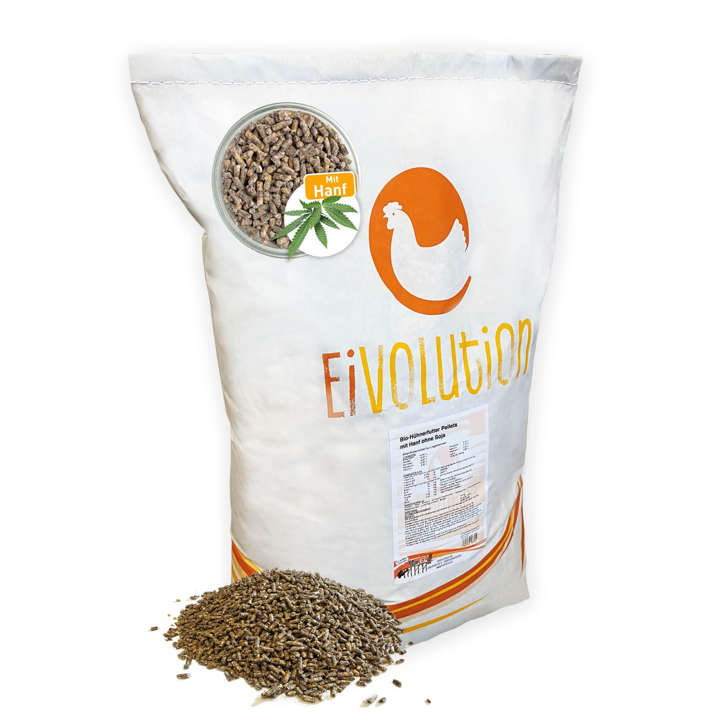 Bio Hühnerfutter Hanf-Pellets ohne Soja - 14 kg - nährstoffreich & aromatisch - Naturland zertifziert