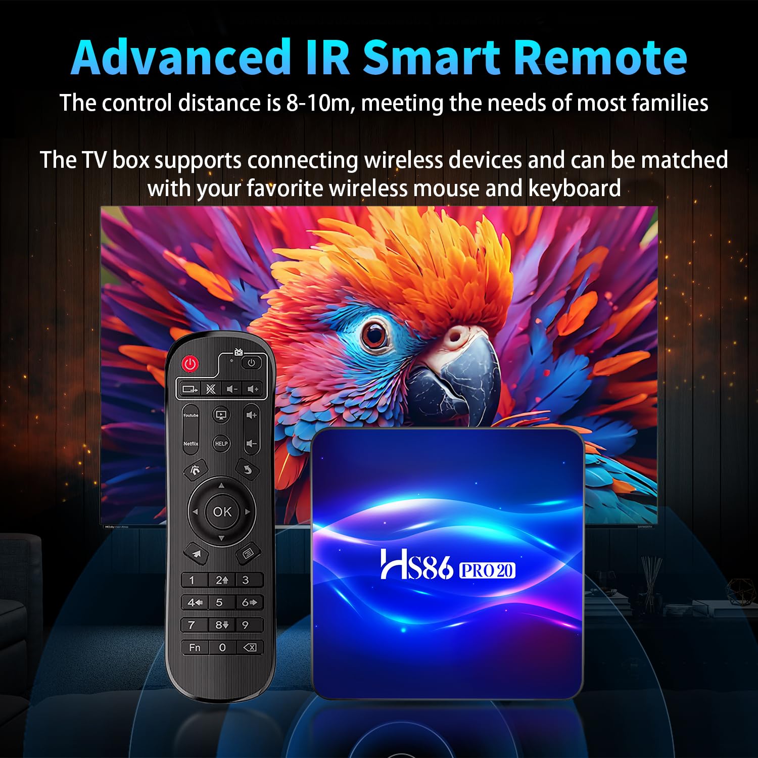8K UHD Android TV Box 14.0 RK3566 8GB RAM 128GB ROM, HS86 PRO20 Smart TV Box Client Streaming Android Player 4K@60hz HDR10 Dual Band WiFi6 2.4G/5G BT5.4 Ethernet 1000M, Android Box con Telecomando IR
