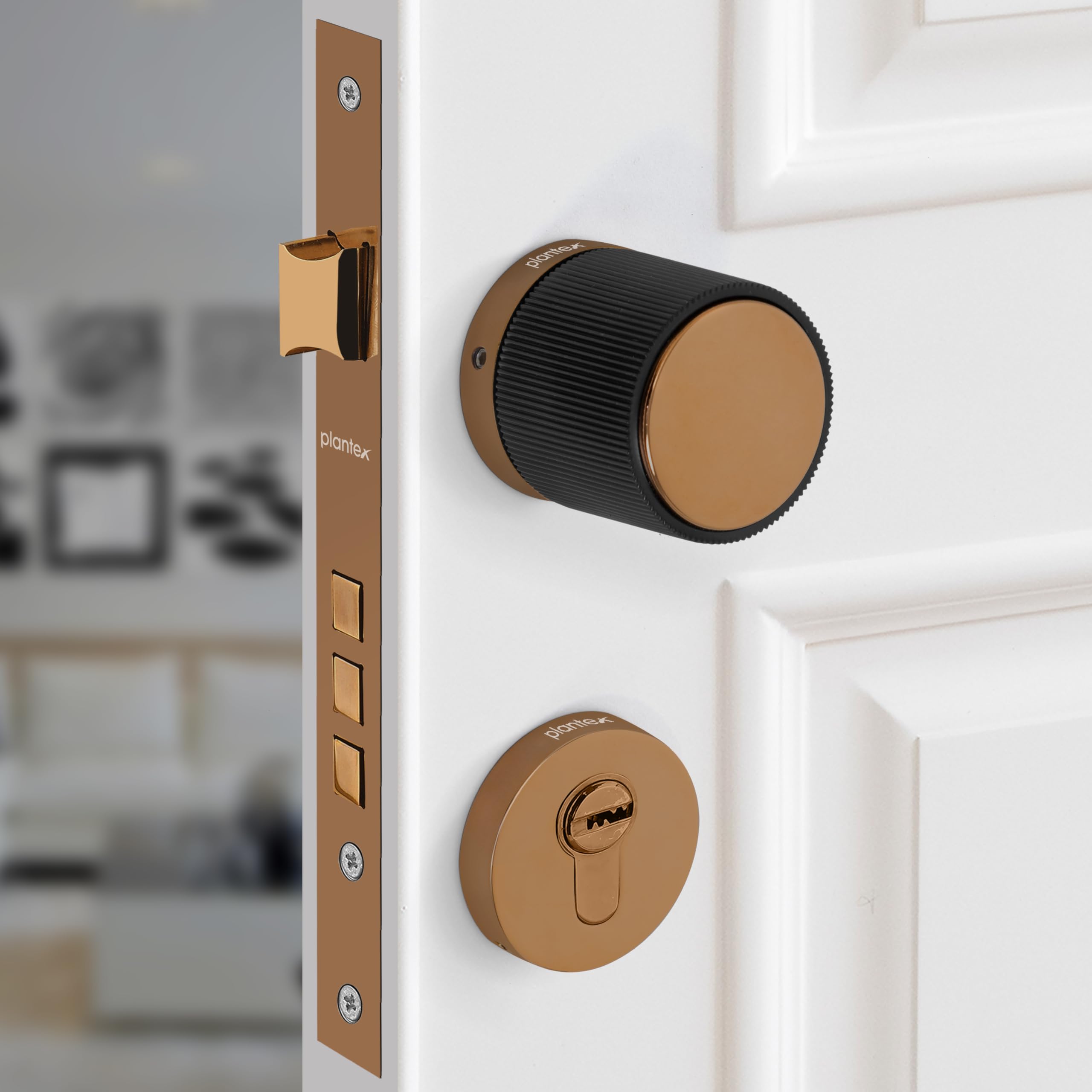 Plantex Brass Heavy Duty Door Lock/Main Door Mortise Lock Handle/Handle Set For Home/Office - Door Accessories- (Aps-Pt0010- Rose Gold - Black) (B0D7M2R4NG) Amazon Price History, Amazon Price Tracker