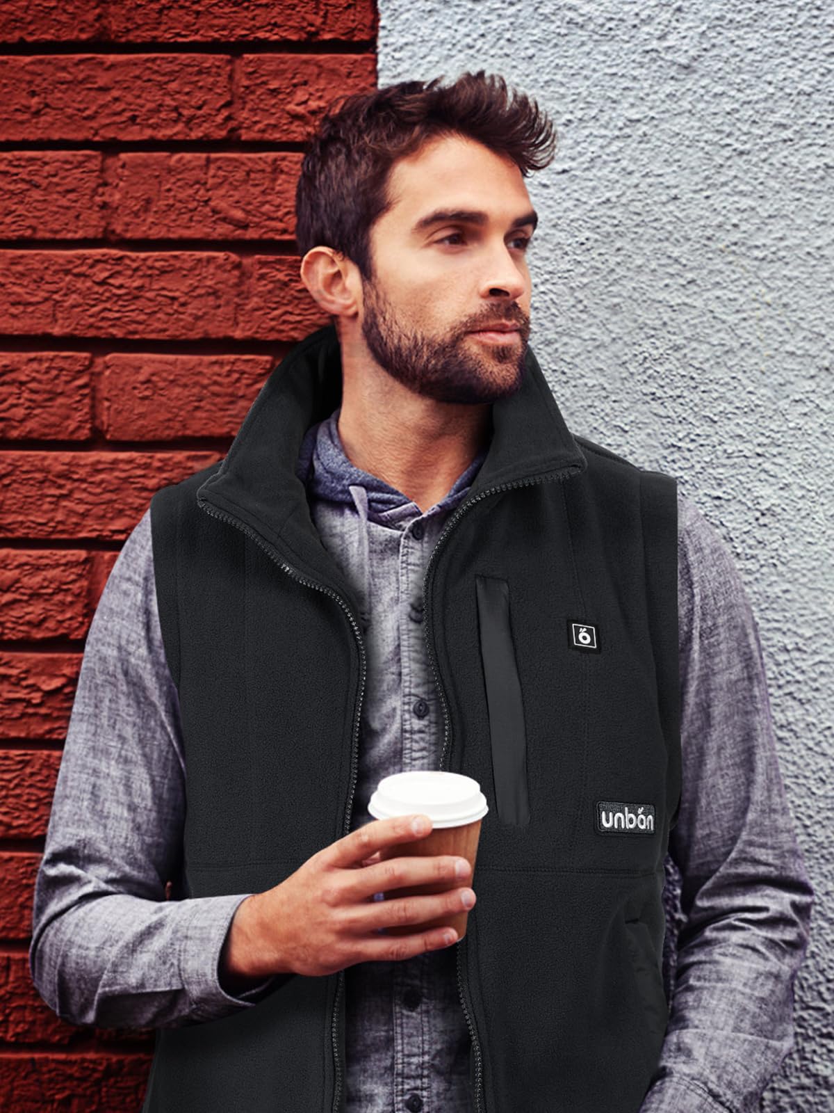 UNBON Gilet Riscaldato Uomo con Batteria USB 10000mAh, Giubbotto Riscaldato Uomo con 3 Temperatura 6 Zone di Calore, Gilet Riscaldante Elettrico Pile, Giacca Riscaldata Uomo per Moto Caccia